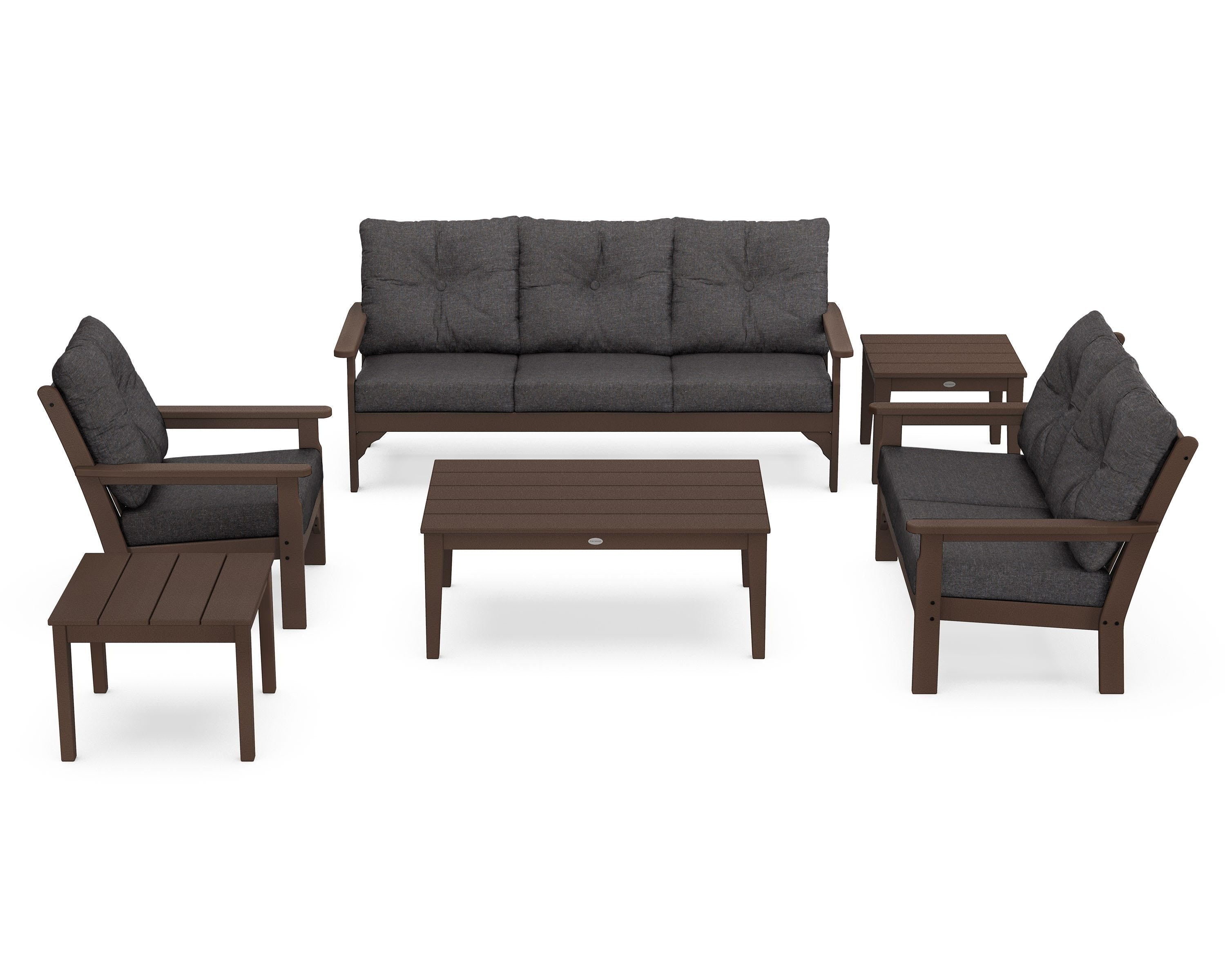 POLYWOOD® Vineyard 6-Piece Deep Seating Set in Mahogany / Ash Charcoal