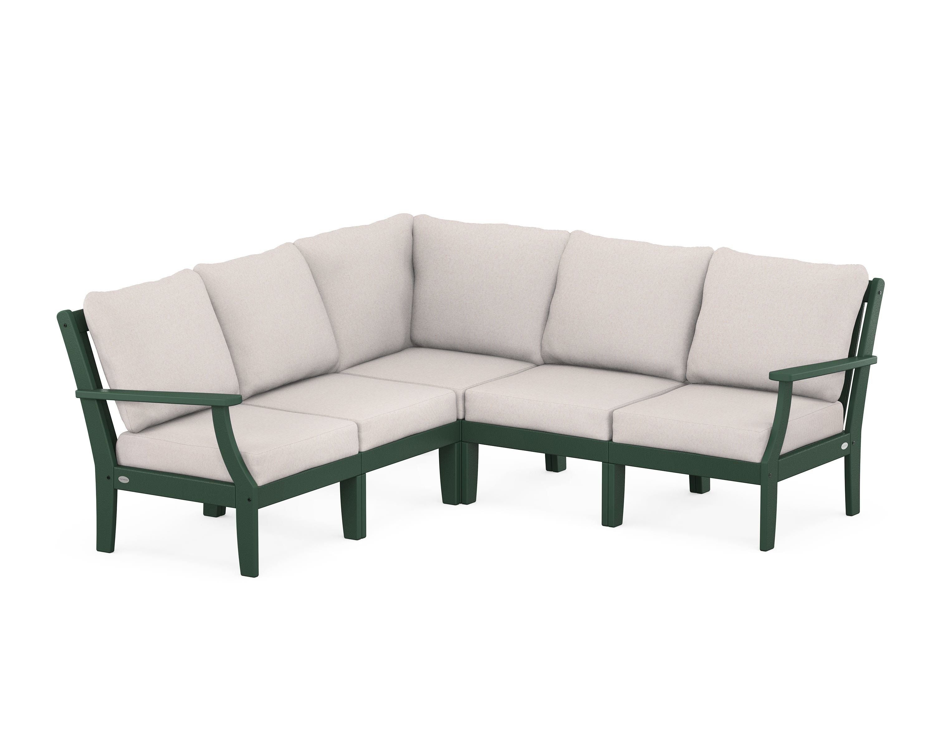 POLYWOOD® Braxton Modular 5-Piece Deep Seating Set in Green / Dune Burlap