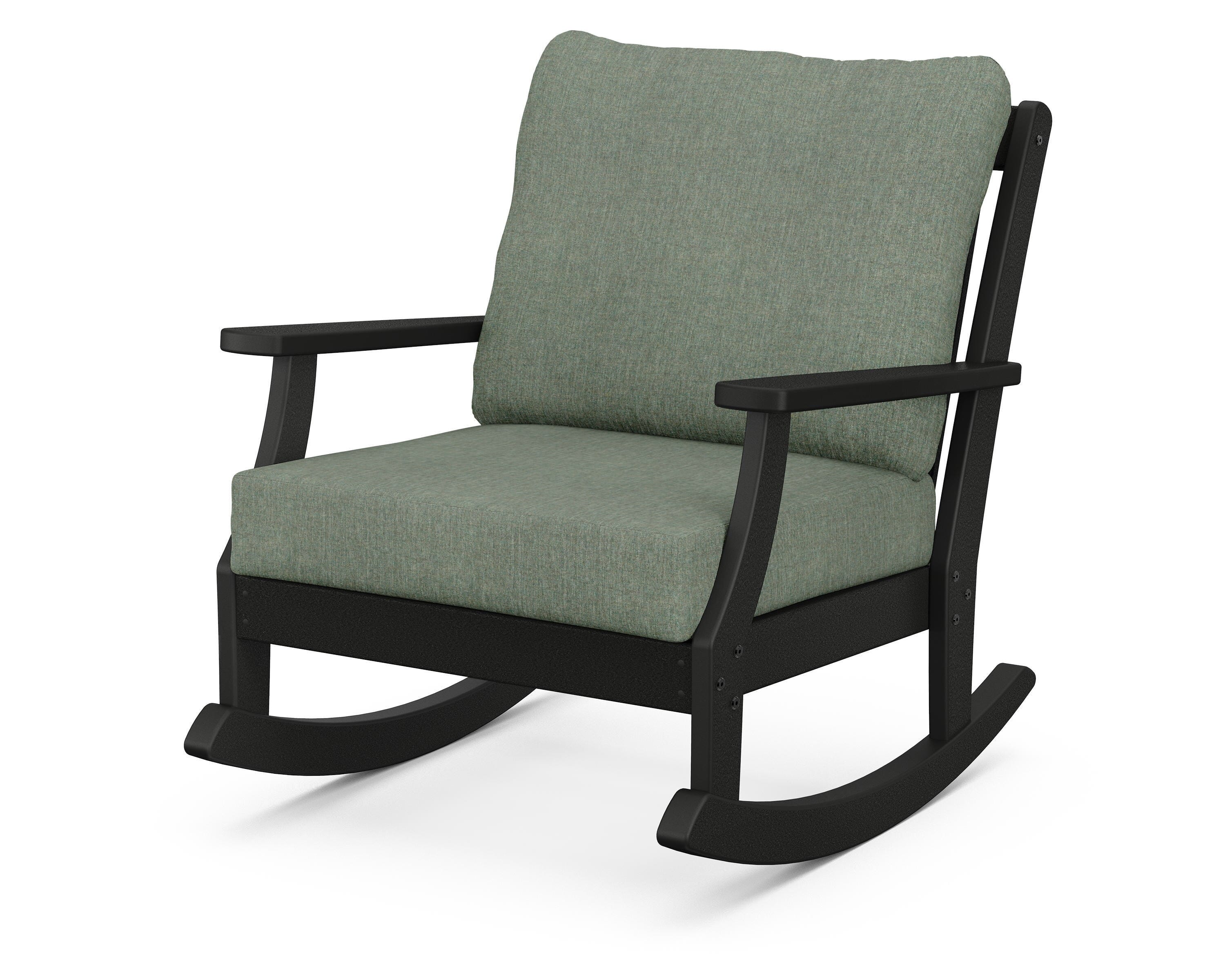 POLYWOOD® Braxton Deep Seating Rocking Chair in Black / Cast Sage