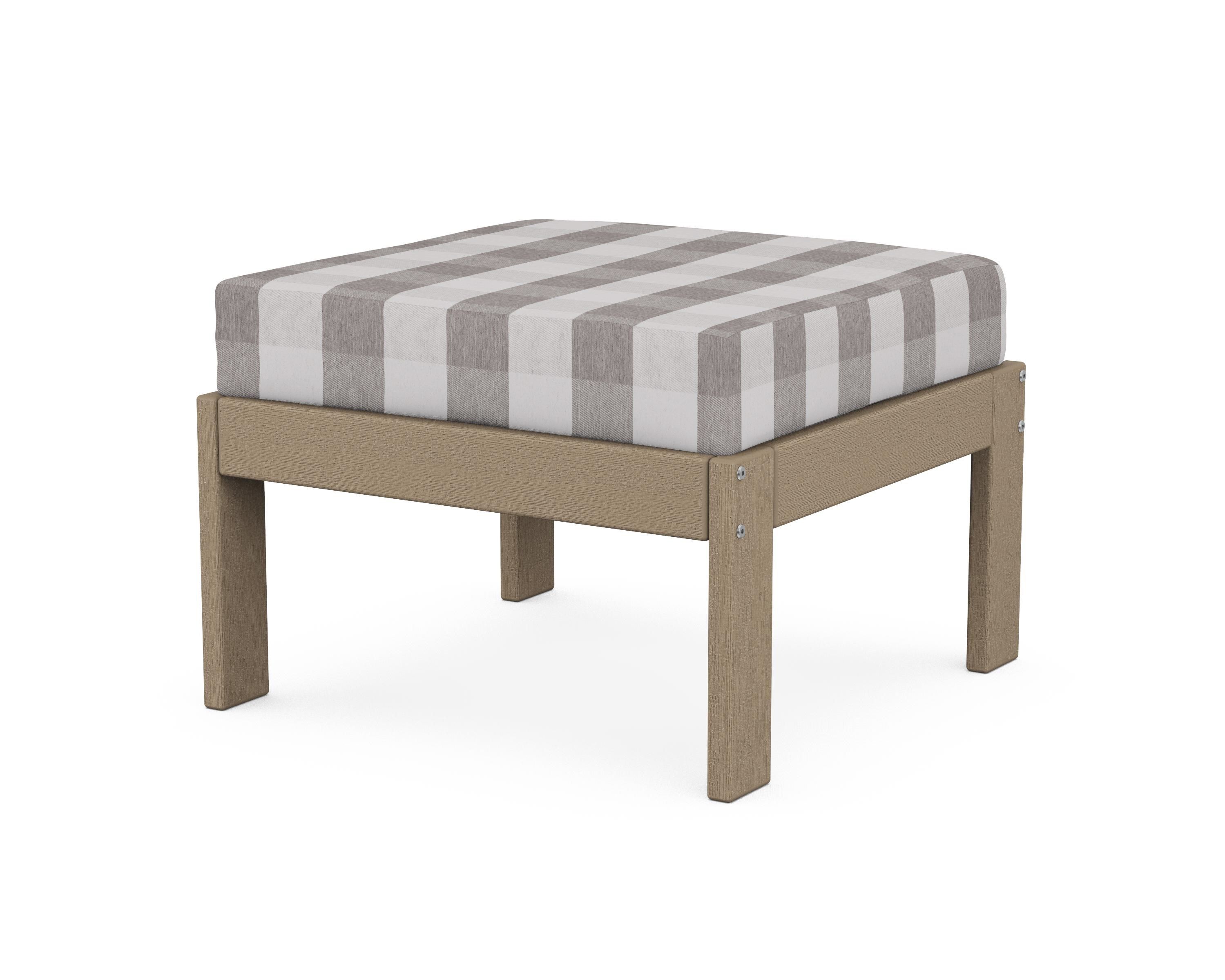 POLYWOOD® Vineyard Modular Ottoman in Vintage Sahara / Buffalo Plaid Grey Mist
