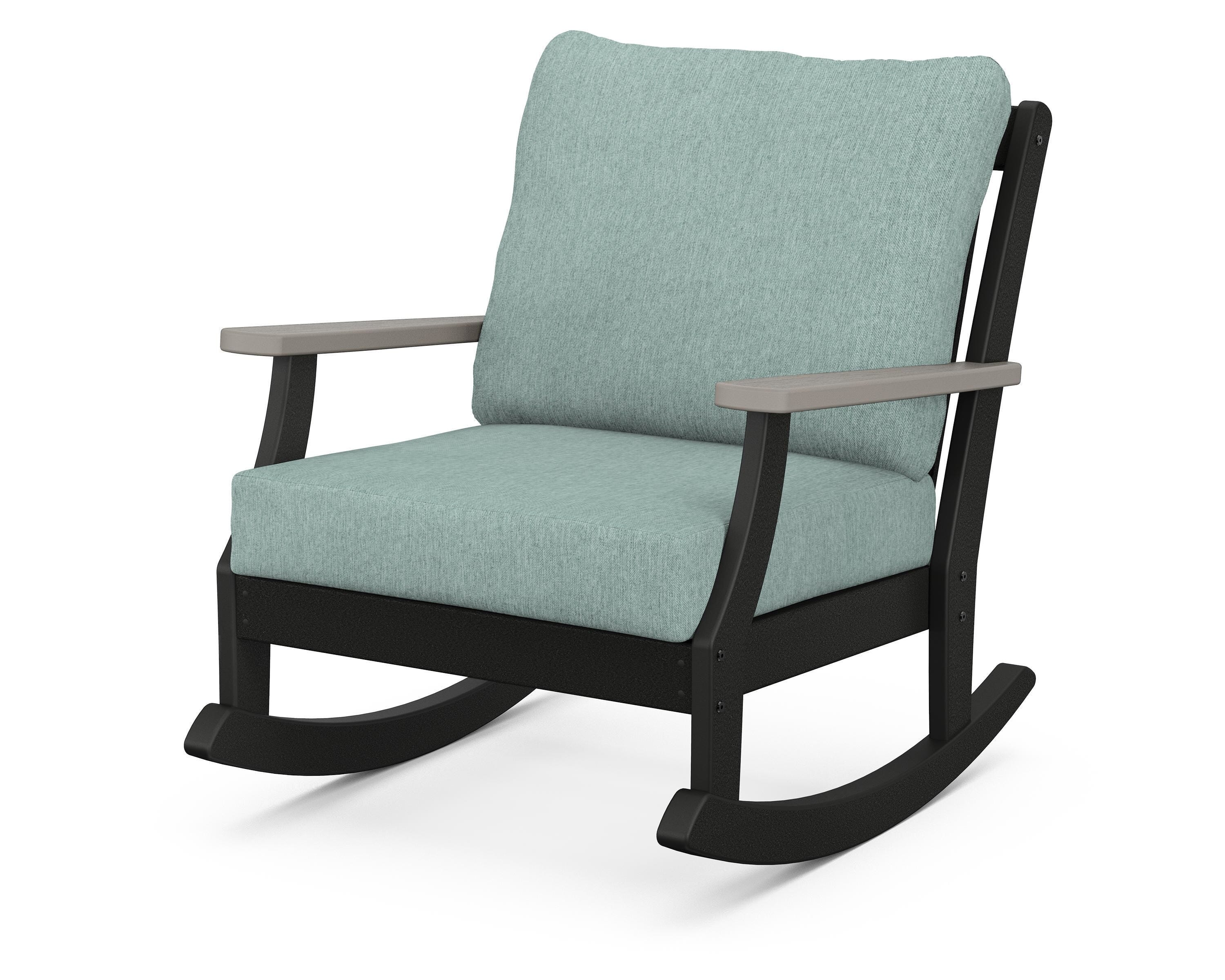 POLYWOOD® Braxton Deep Seating Rocking Chair in Black / Driftwood / Glacier Spa