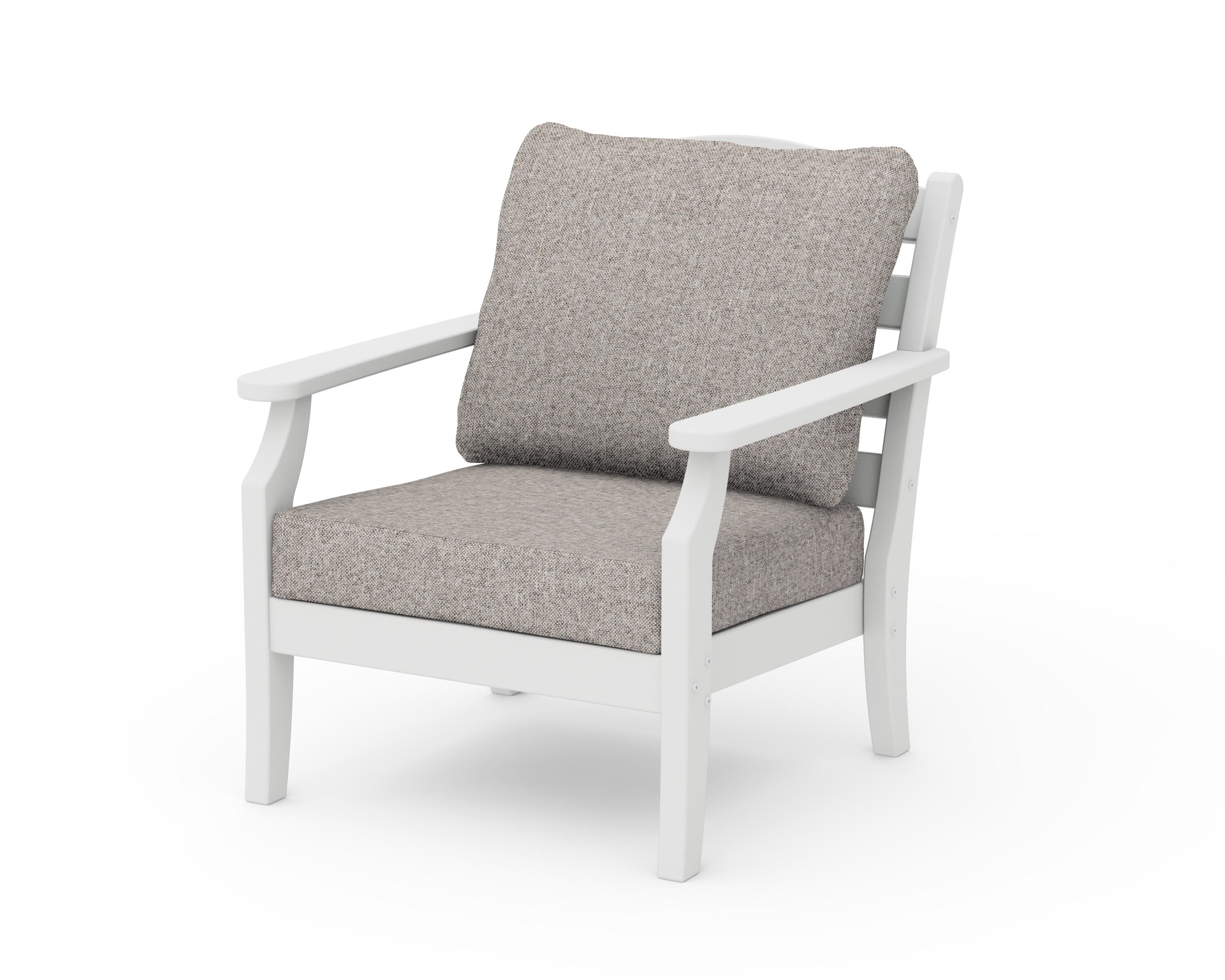 Draper James™ by POLYWOOD® Savannah Deep Seating Chair in White / Weathered Tweed