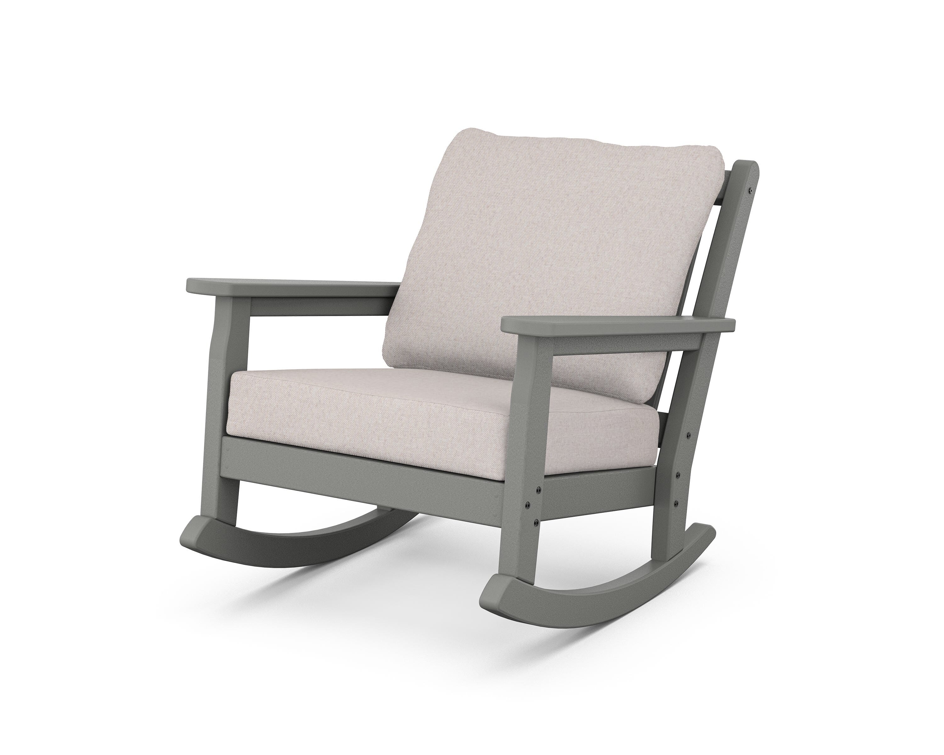 POLYWOOD® Chippendale Deep Seating Rocking Chair in Slate Grey / Dune Burlap