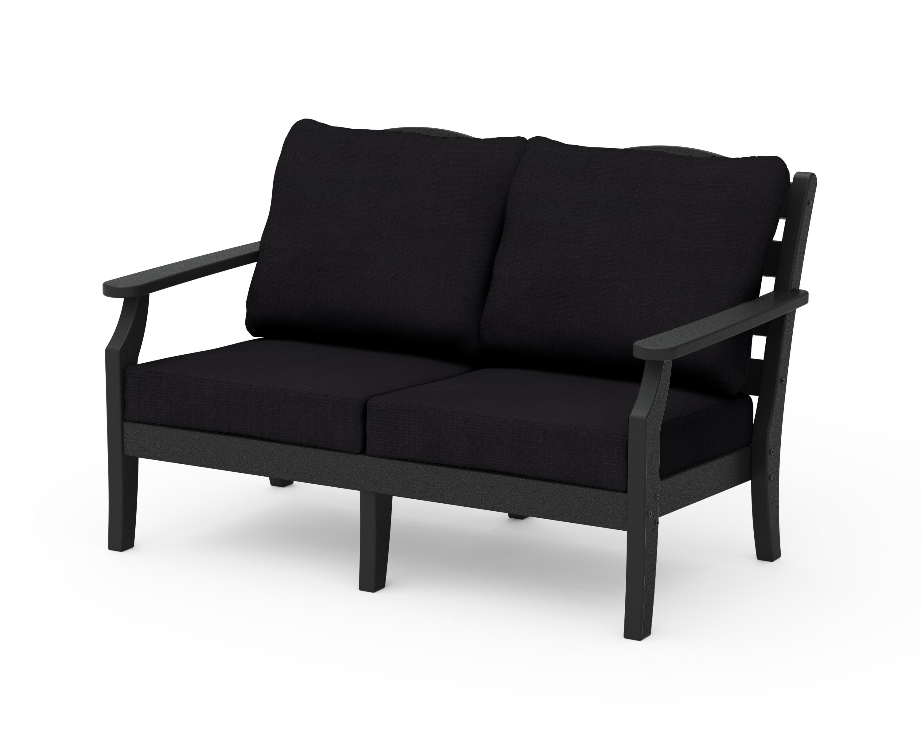 Draper James™ by POLYWOOD® Savannah Deep Seating Loveseat in Black / Midnight Linen