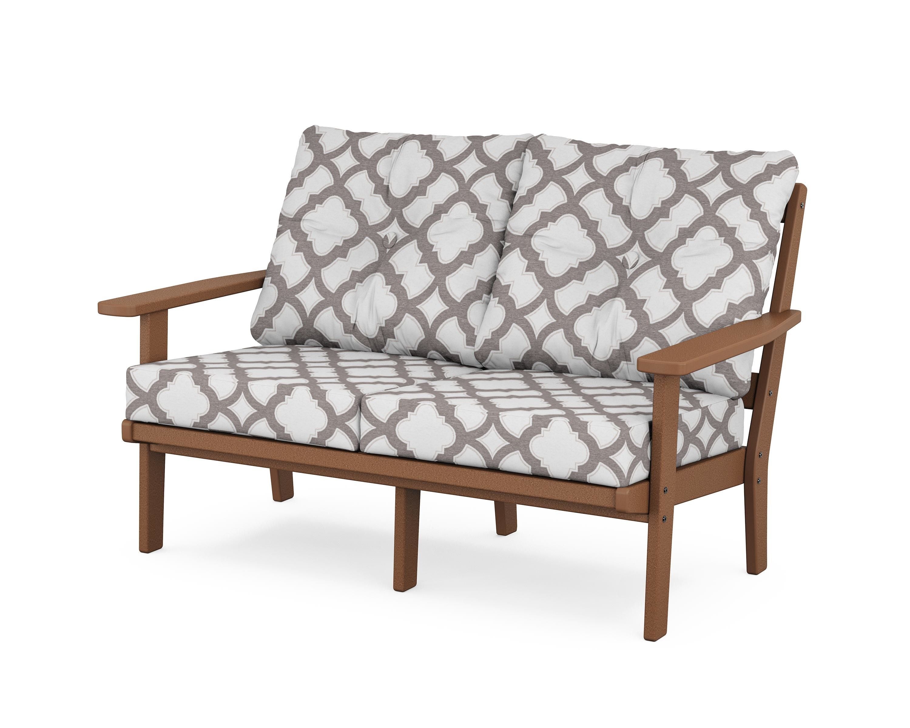 POLYWOOD® Oxford Deep Seating Loveseat in Teak / Trellis Grey Mist