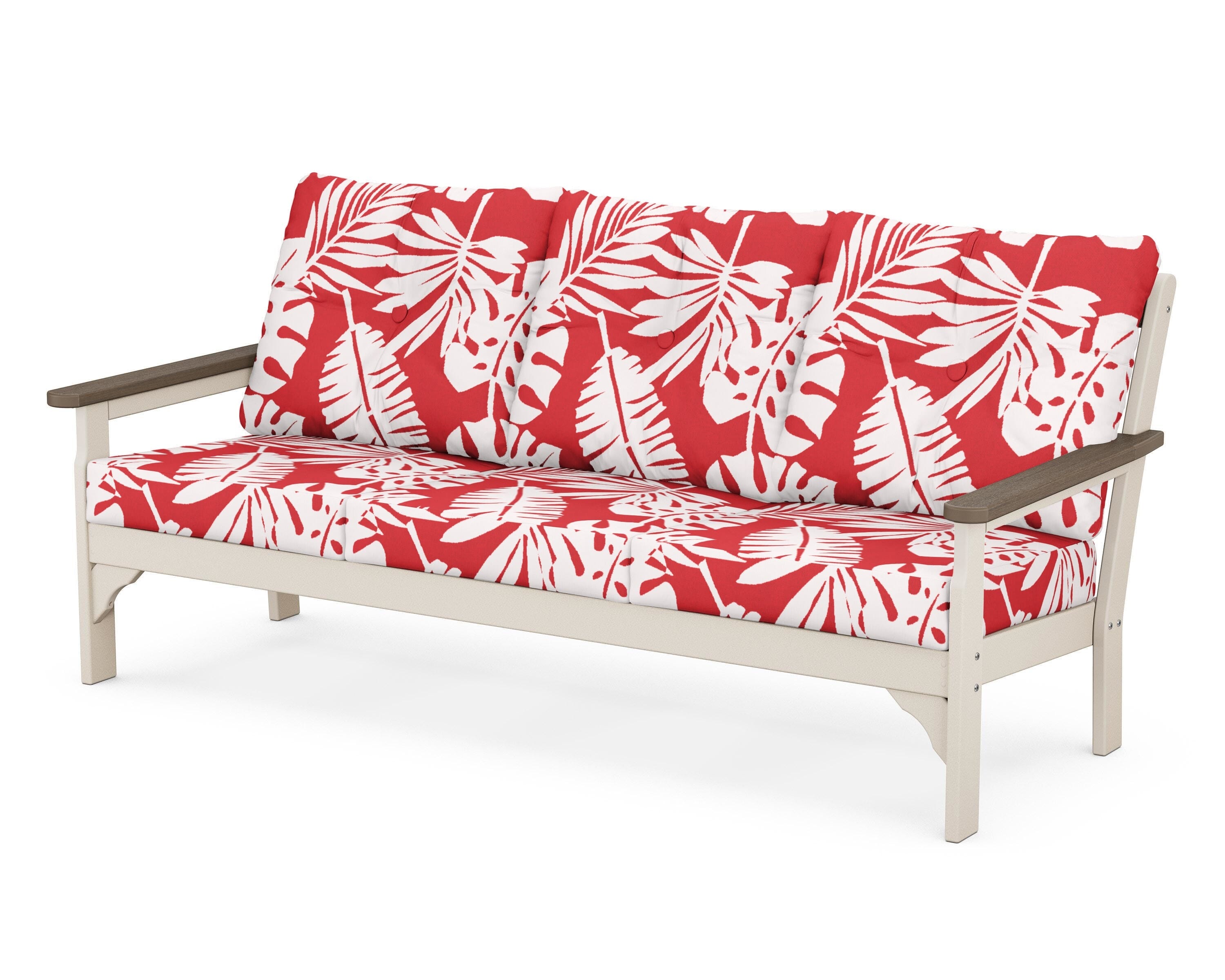 POLYWOOD® Vineyard Deep Seating Sofa in Sand / Kona / Leaf Crimson