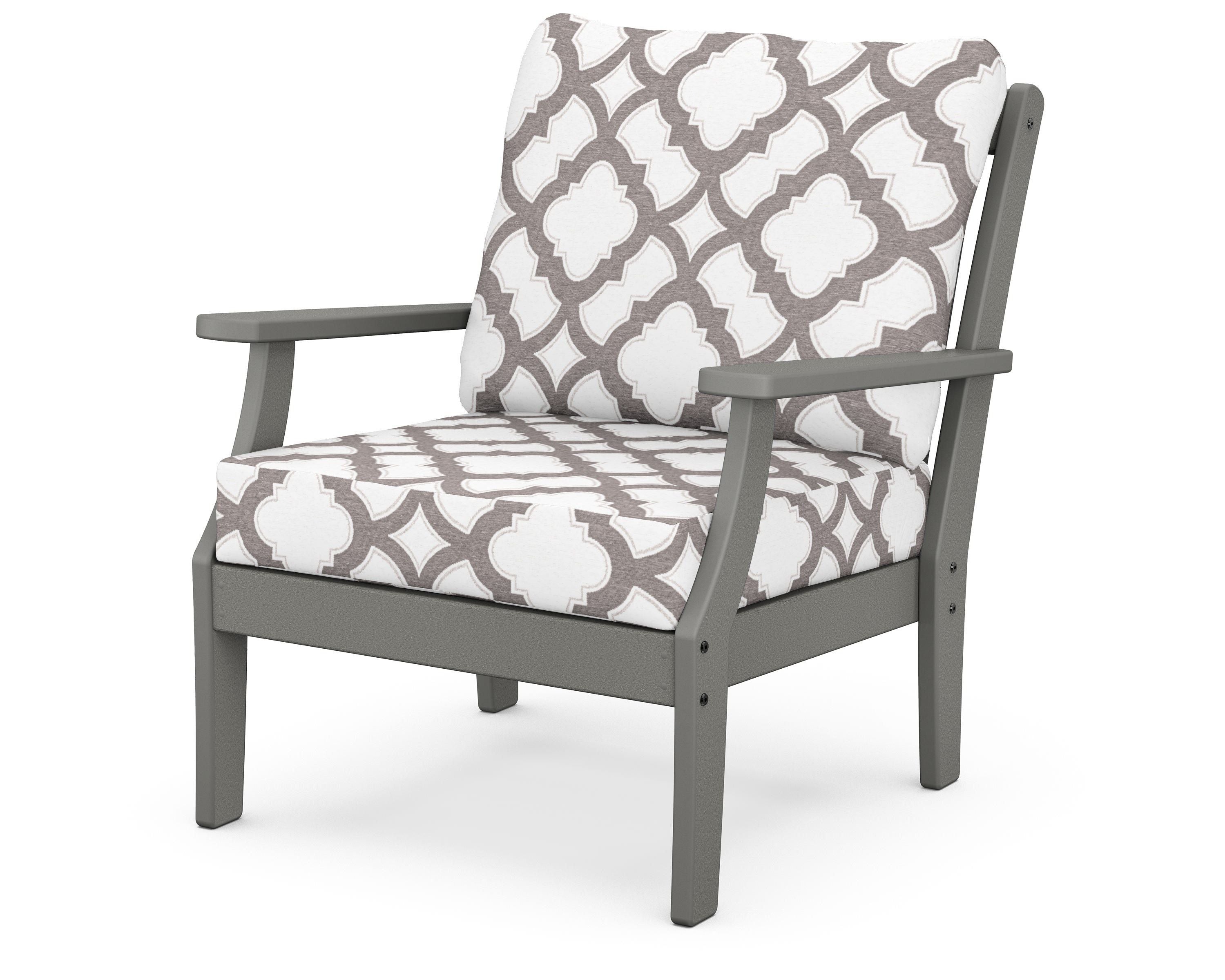 POLYWOOD® Braxton Deep Seating Chair in Slate Grey / Trellis Grey Mist