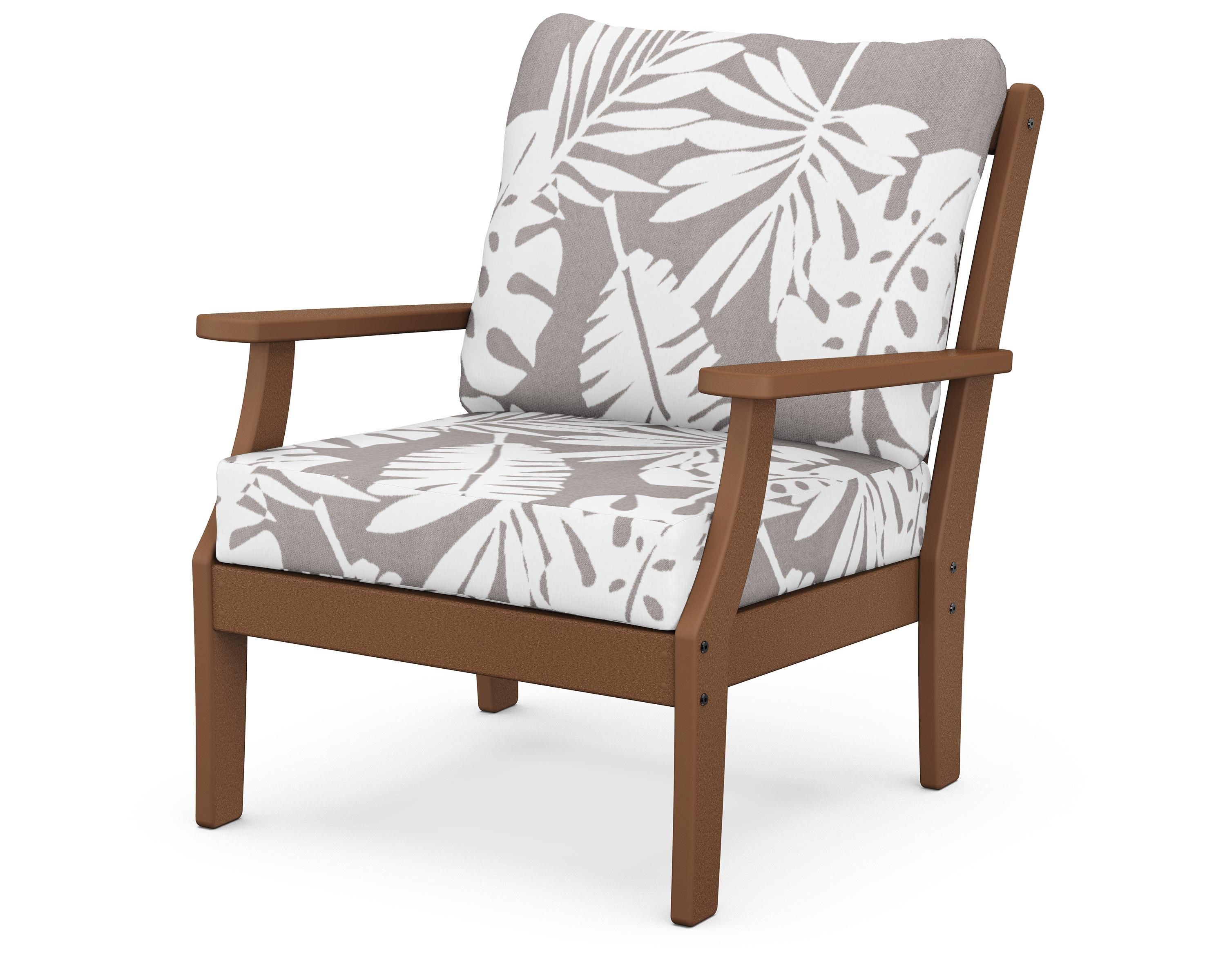 POLYWOOD® Braxton Deep Seating Chair in Teak / Leaf Grey Mist