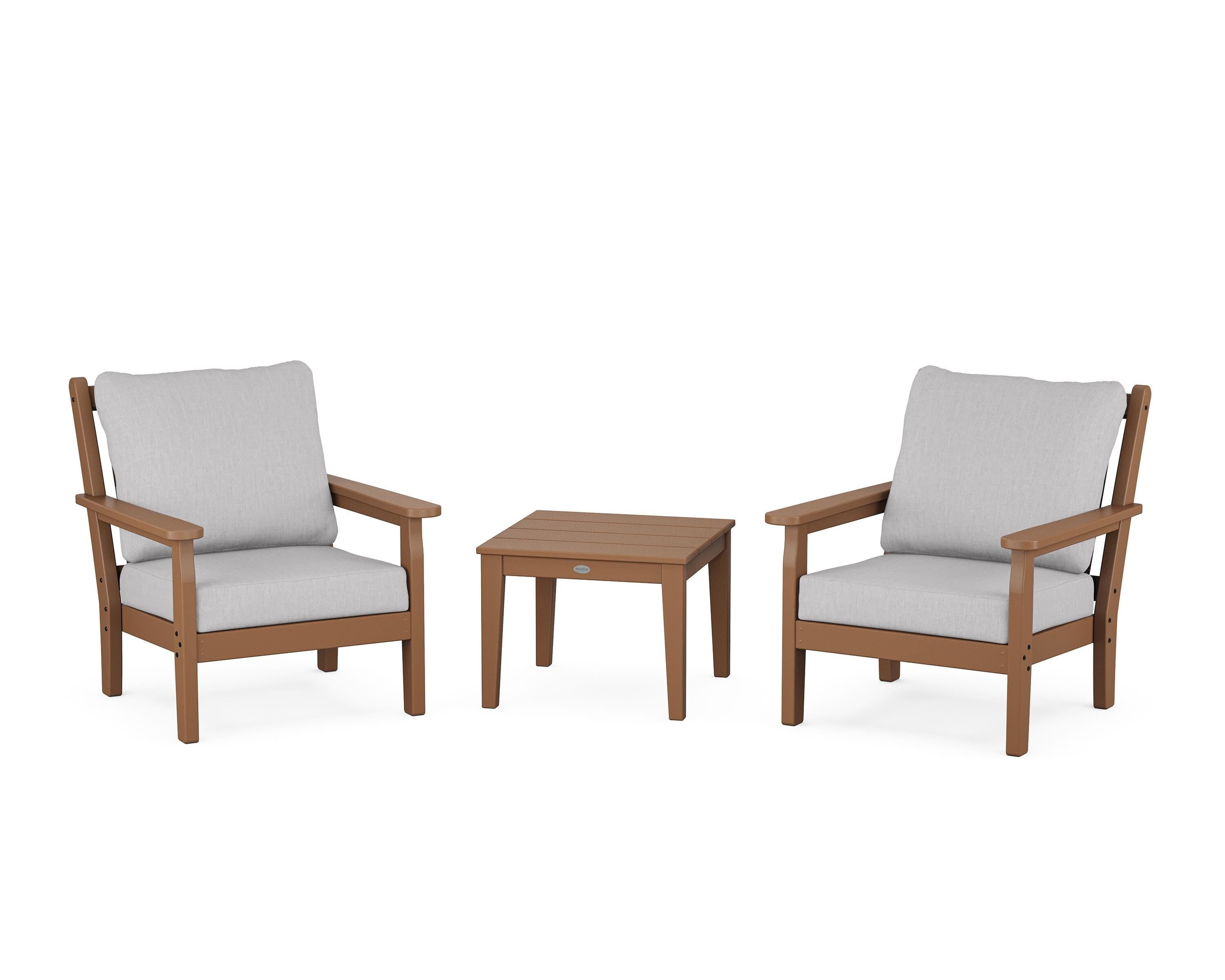 POLYWOOD® Chippendale 3-Piece Deep Seating Set in Teak / Granite