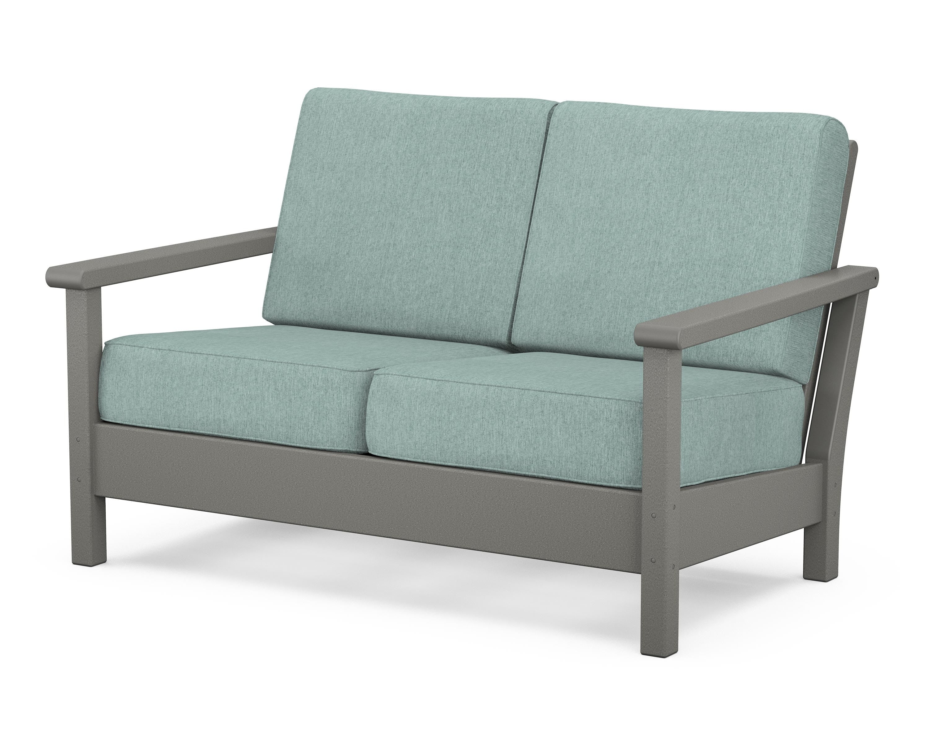 POLYWOOD® Harbour Deep Seating Loveseat in Slate Grey / Glacier Spa