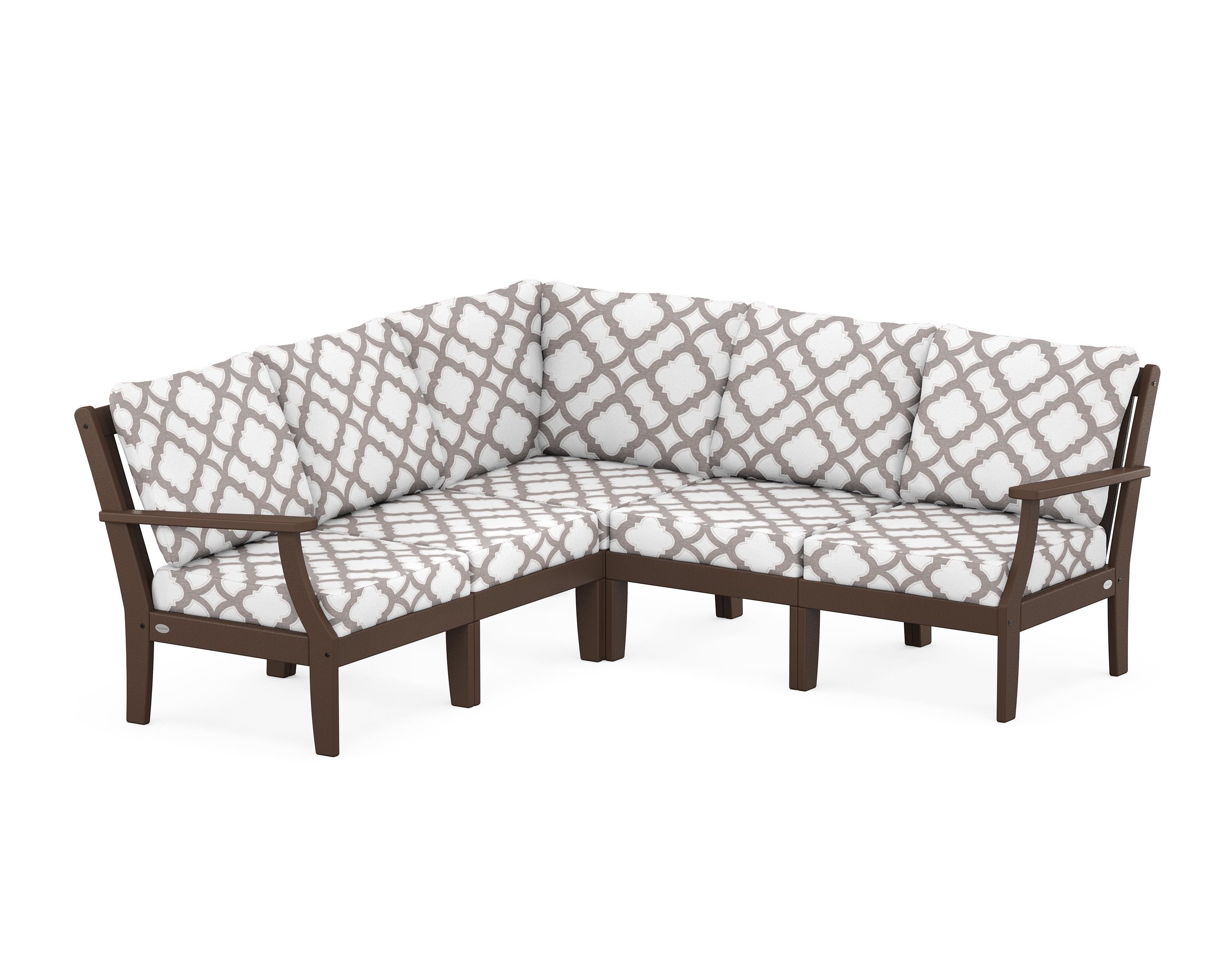POLYWOOD® Braxton Modular 5-Piece Deep Seating Set in Mahogany / Trellis Grey Mist