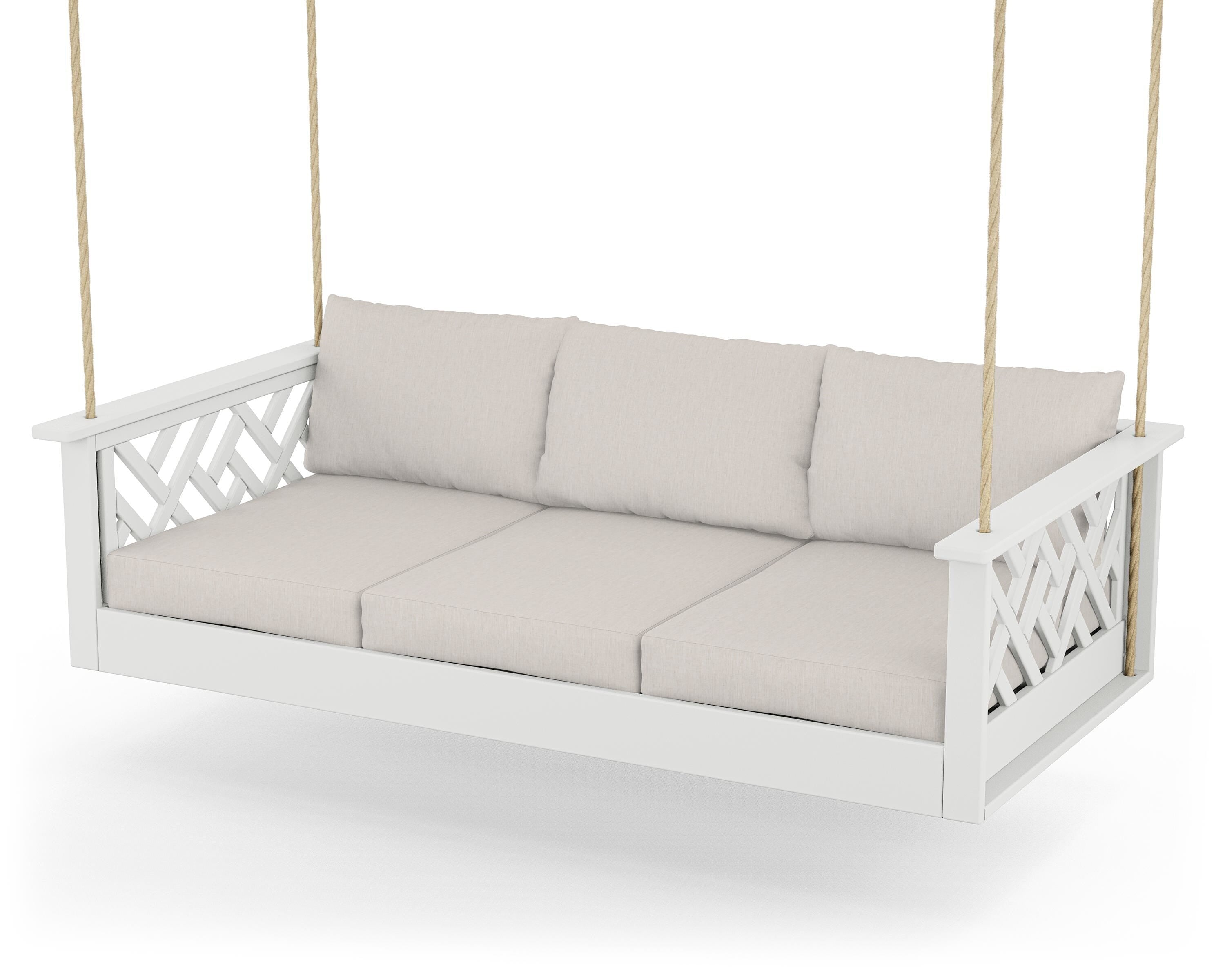 POLYWOOD® Chippendale Daybed Swing in White / Cast Ash