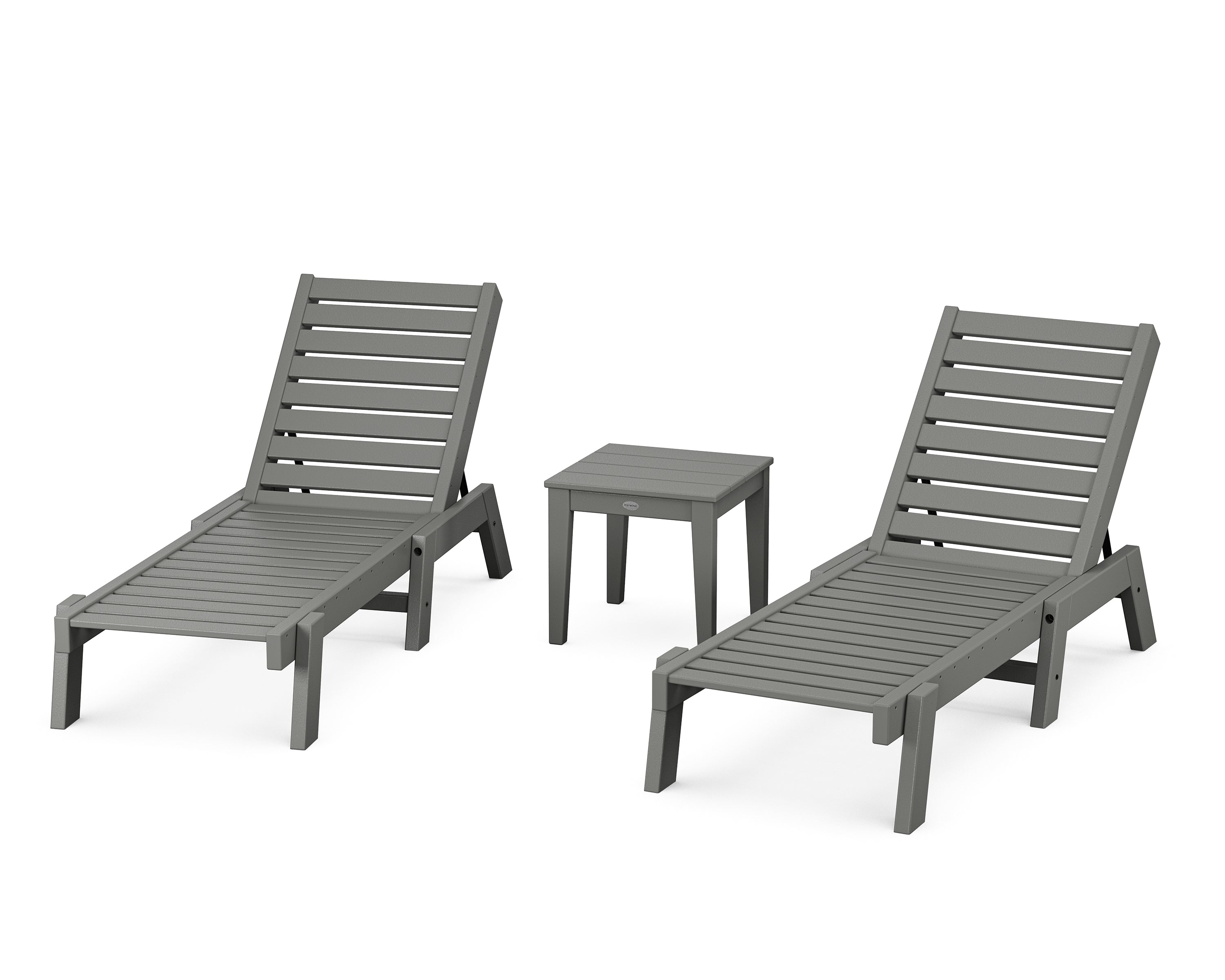 POLYWOOD® Captain Chaise 3-Piece Set in Slate Grey