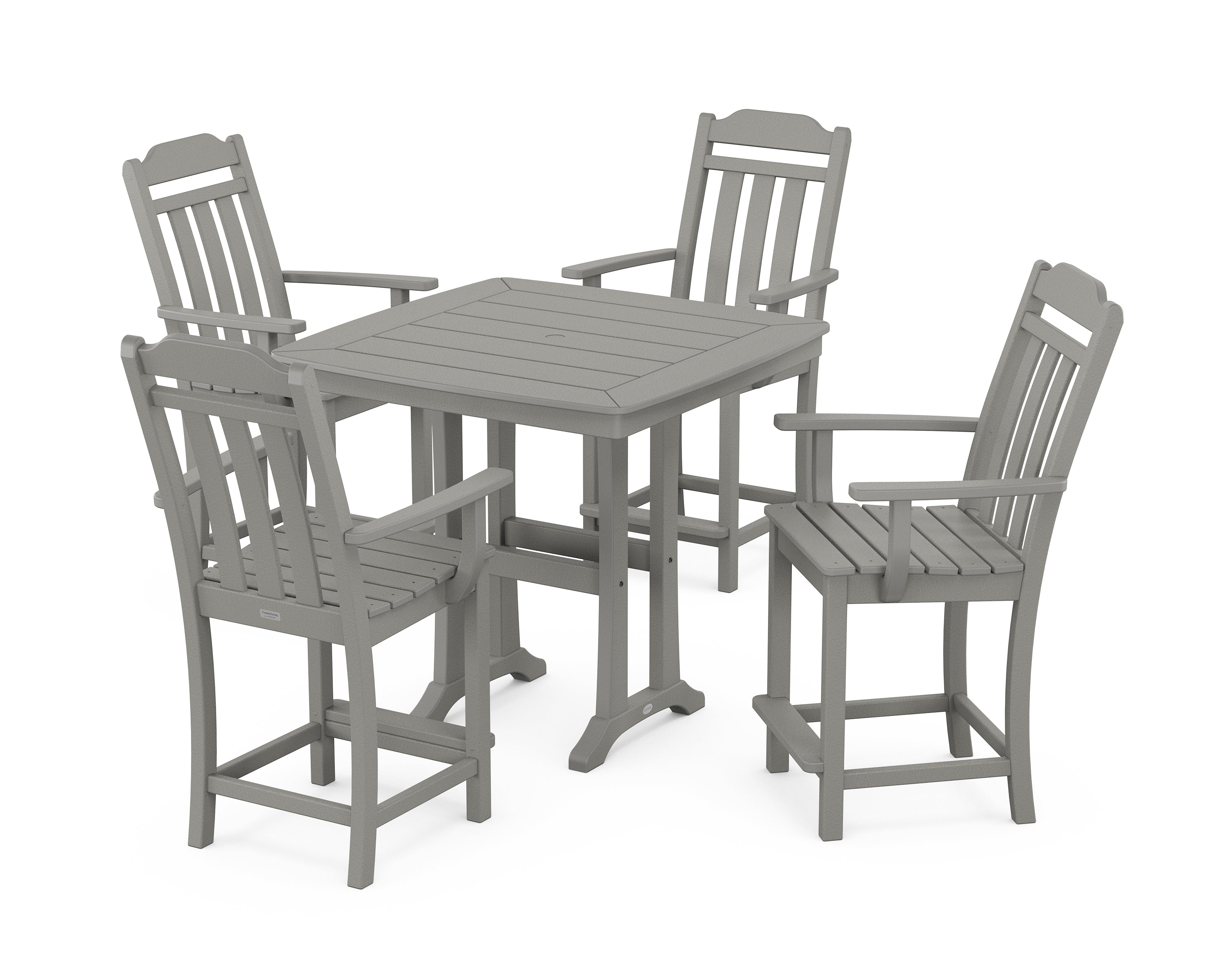 Country Living Cottage 5-Piece Counter Set with Trestle Legs in Slate Grey