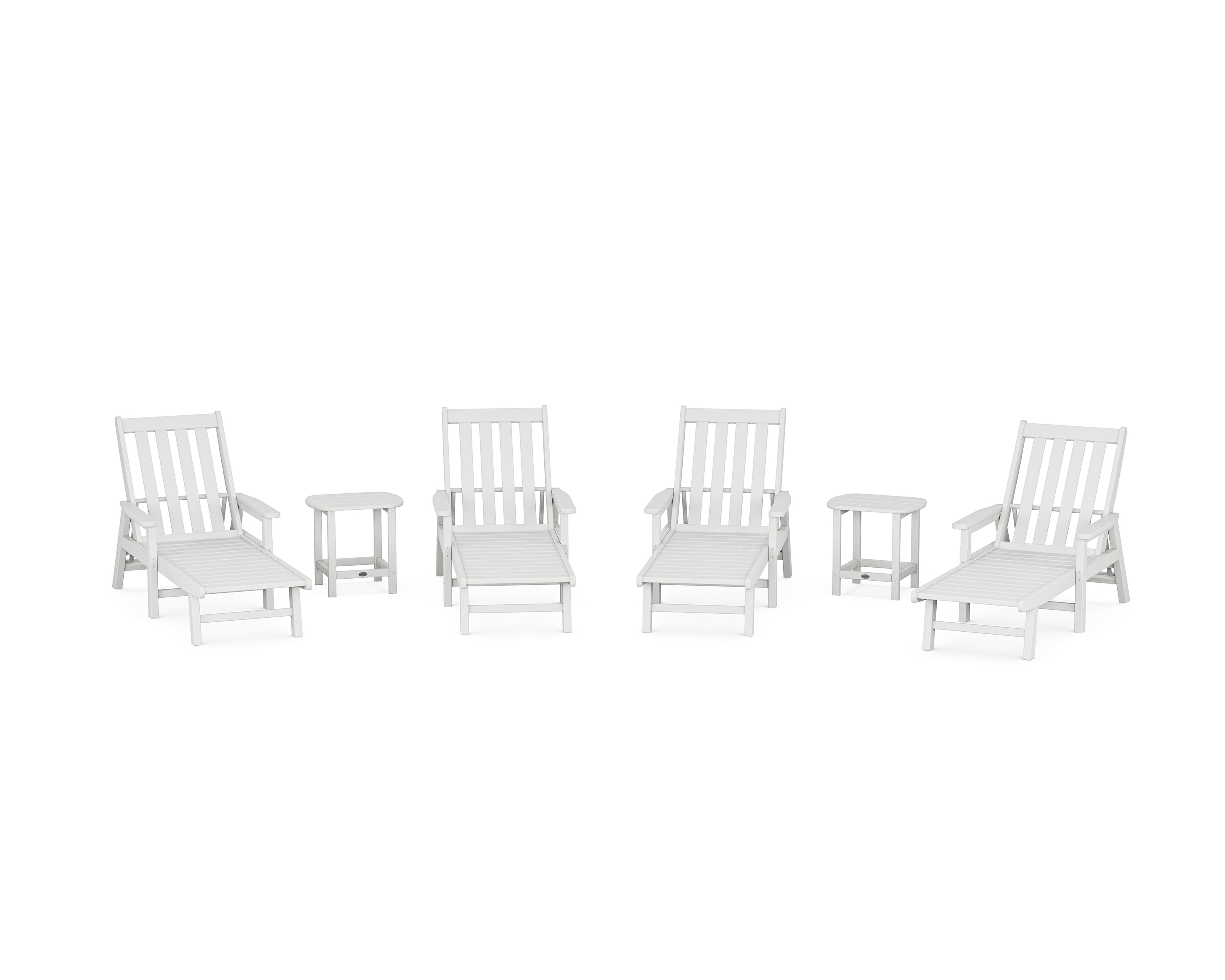 POLYWOOD® Vineyard 6-Piece Chaise with Arms Set in White