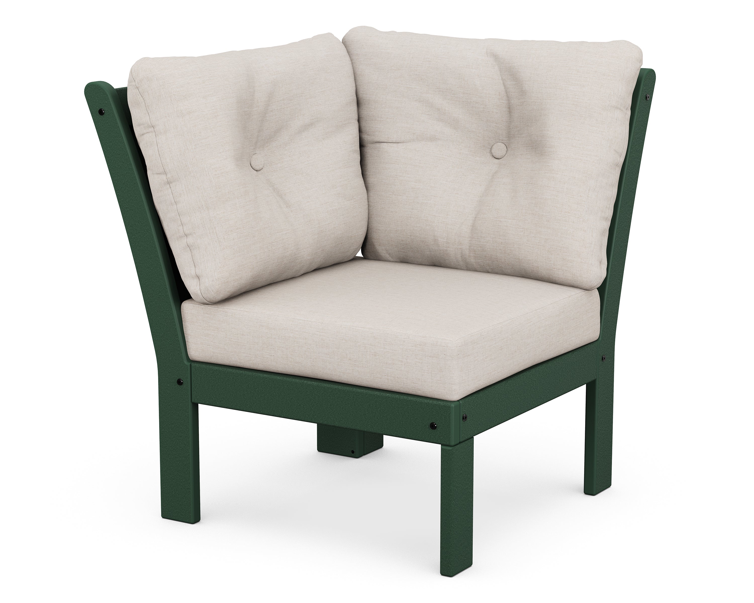 POLYWOOD® Vineyard Modular Corner Chair in Green / Cast Ash