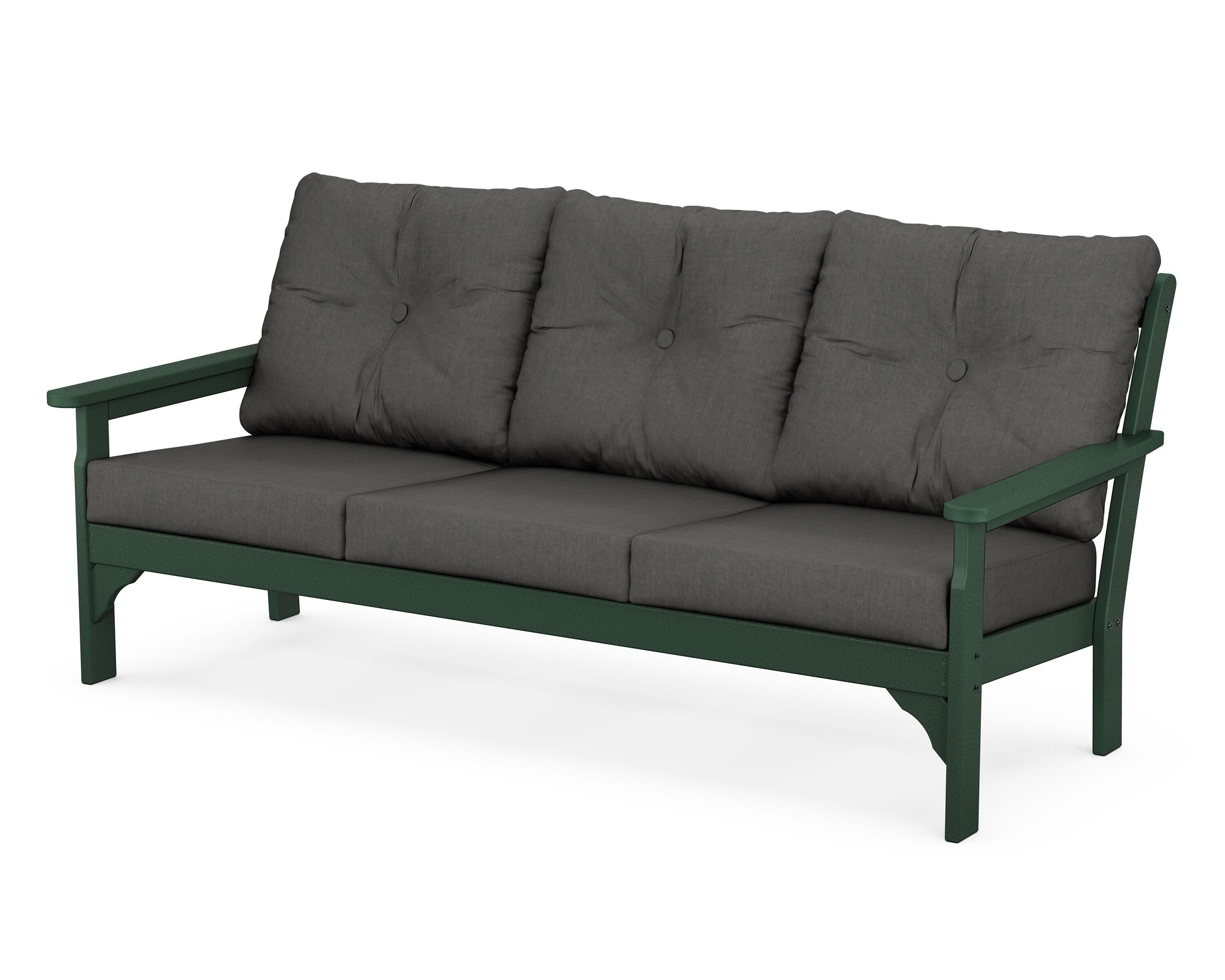 POLYWOOD® Vineyard Deep Seating Sofa in Green / Spectrum Carbon