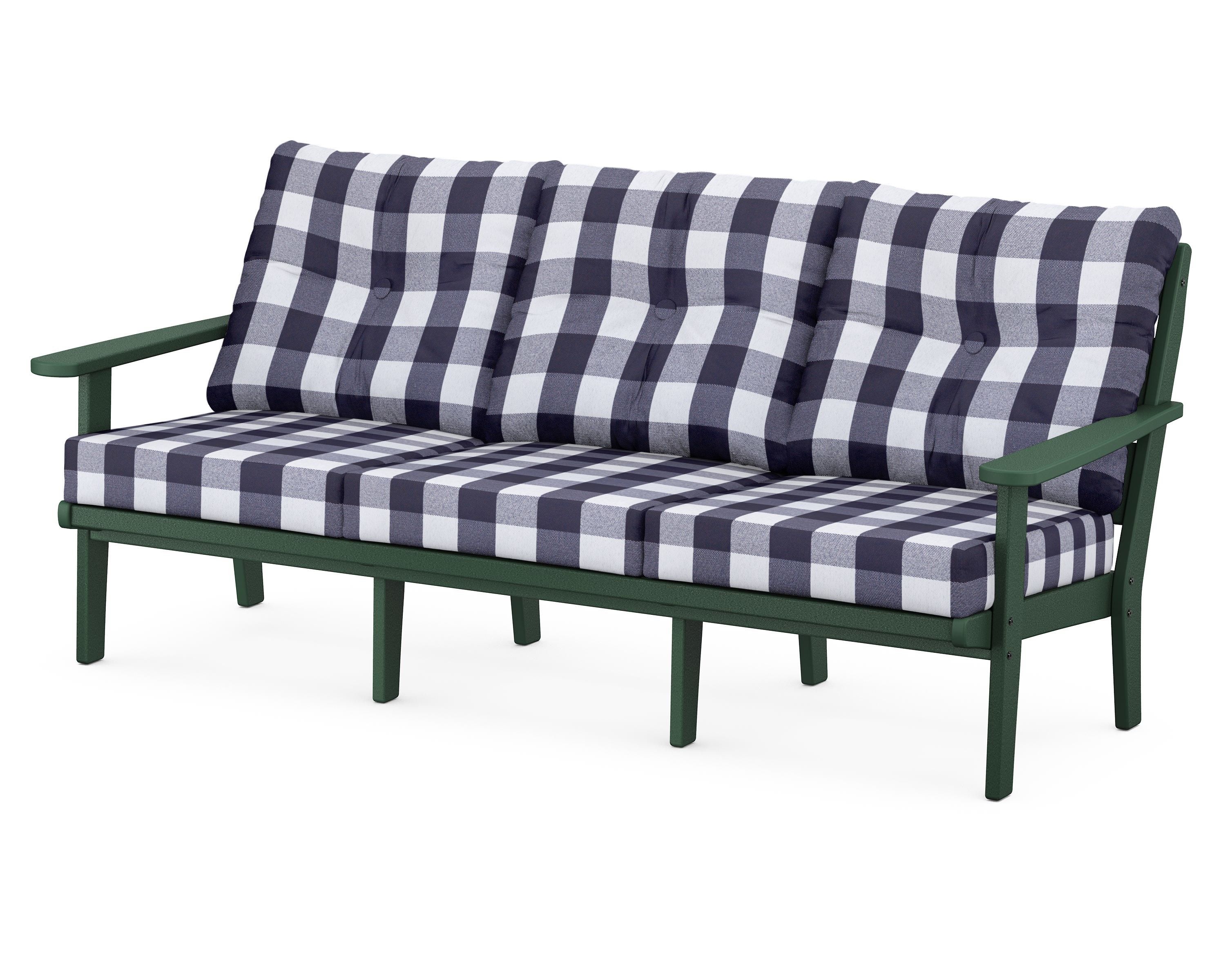 POLYWOOD® Lakeside Deep Seating Sofa in Green / Buffalo Plaid Navy