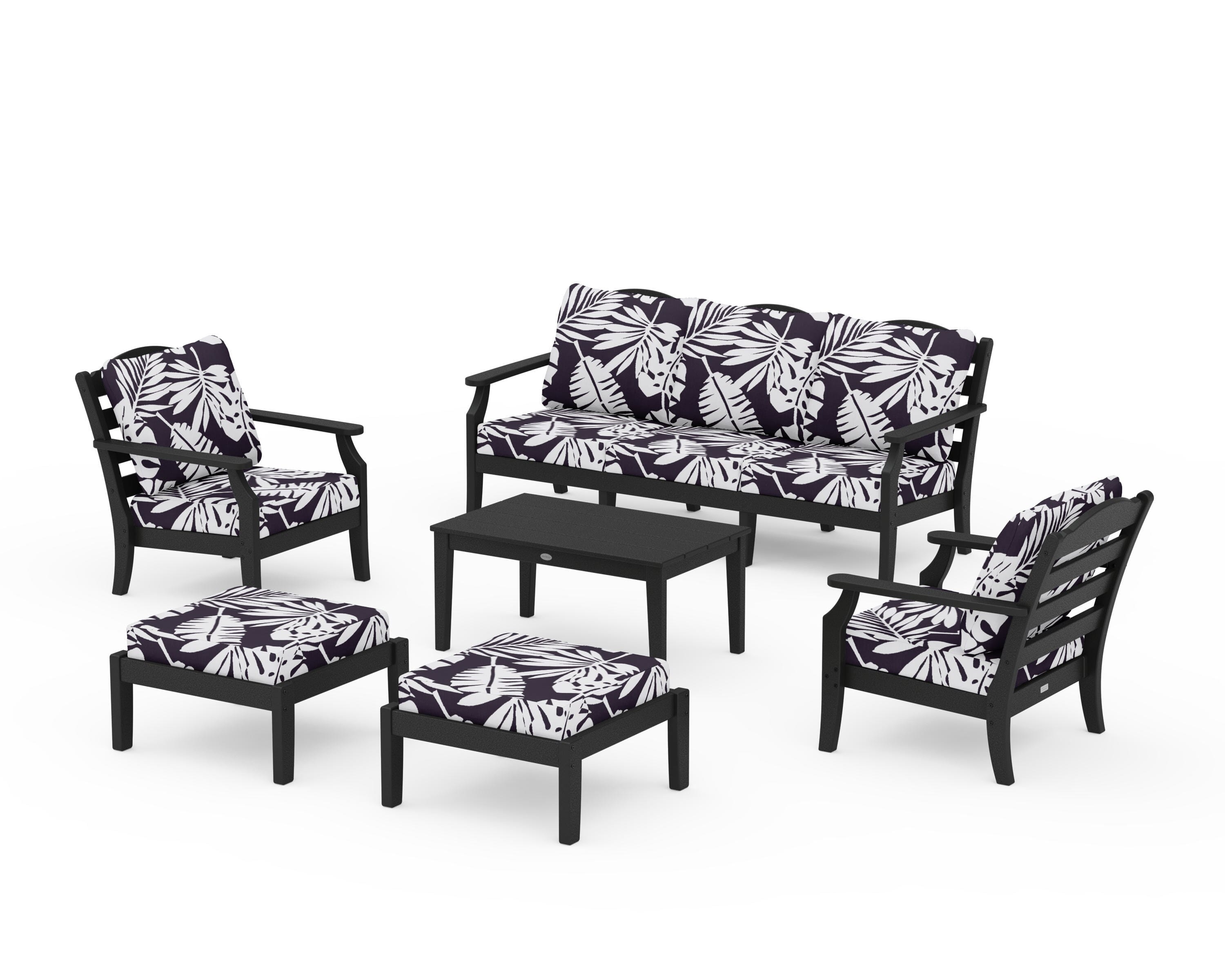 Draper James™ by POLYWOOD® Savannah 6-Piece Lounge Sofa Set in Black / Leaf Navy