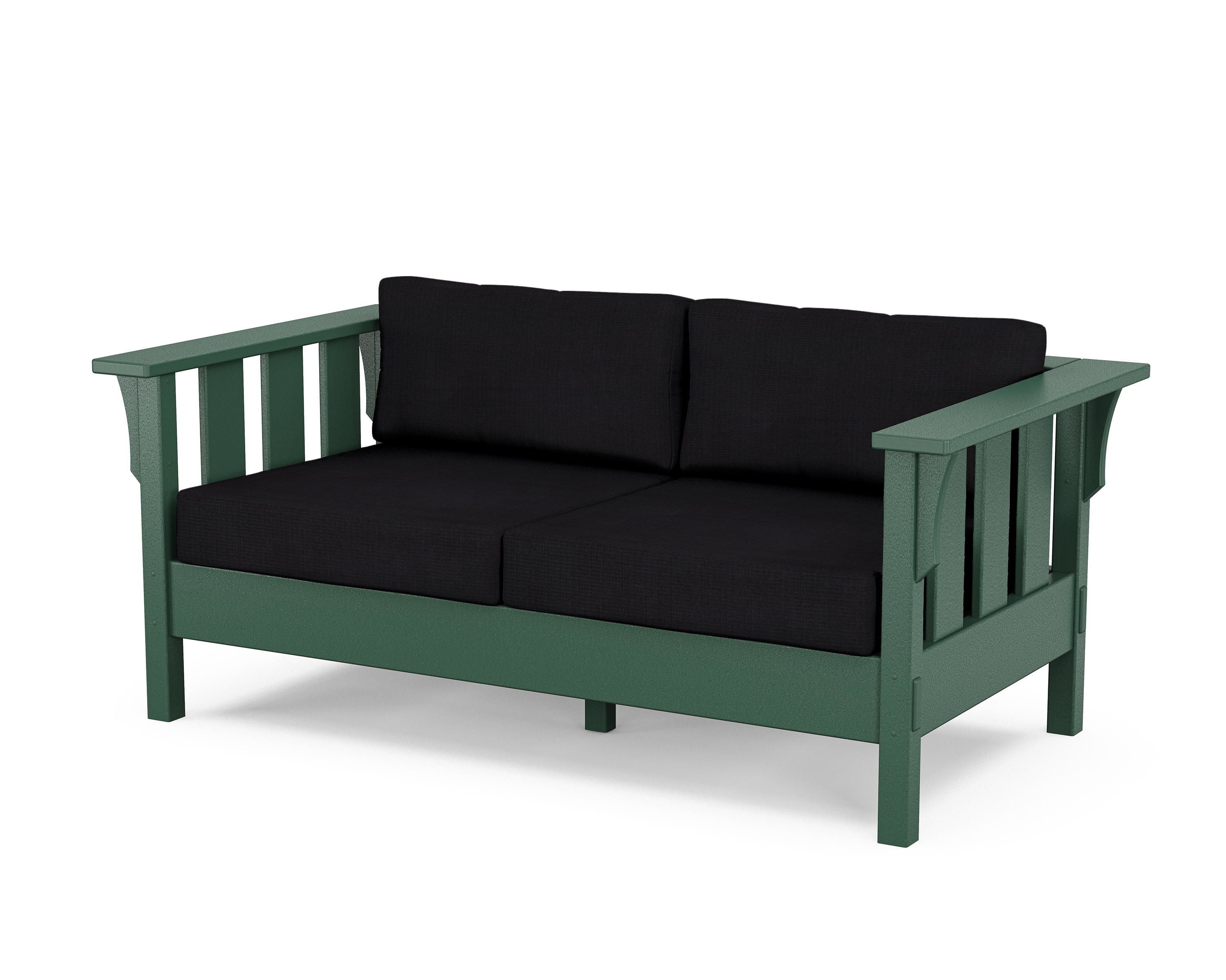 Martha Stewart by POLYWOOD® Acadia Deep Seating Loveseat in Green / Midnight Linen