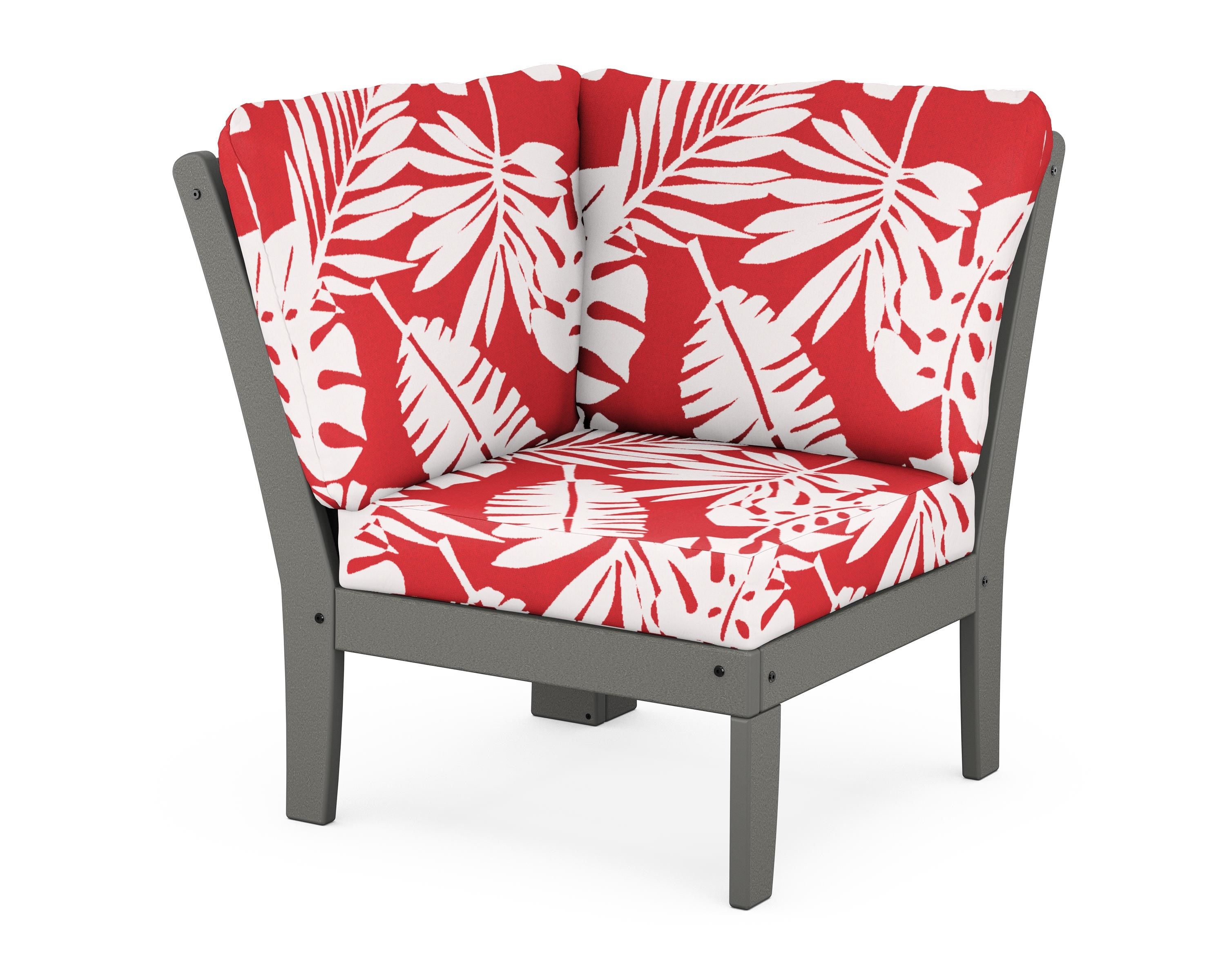 POLYWOOD® Braxton Modular Corner Chair in Slate Grey / Leaf Crimson