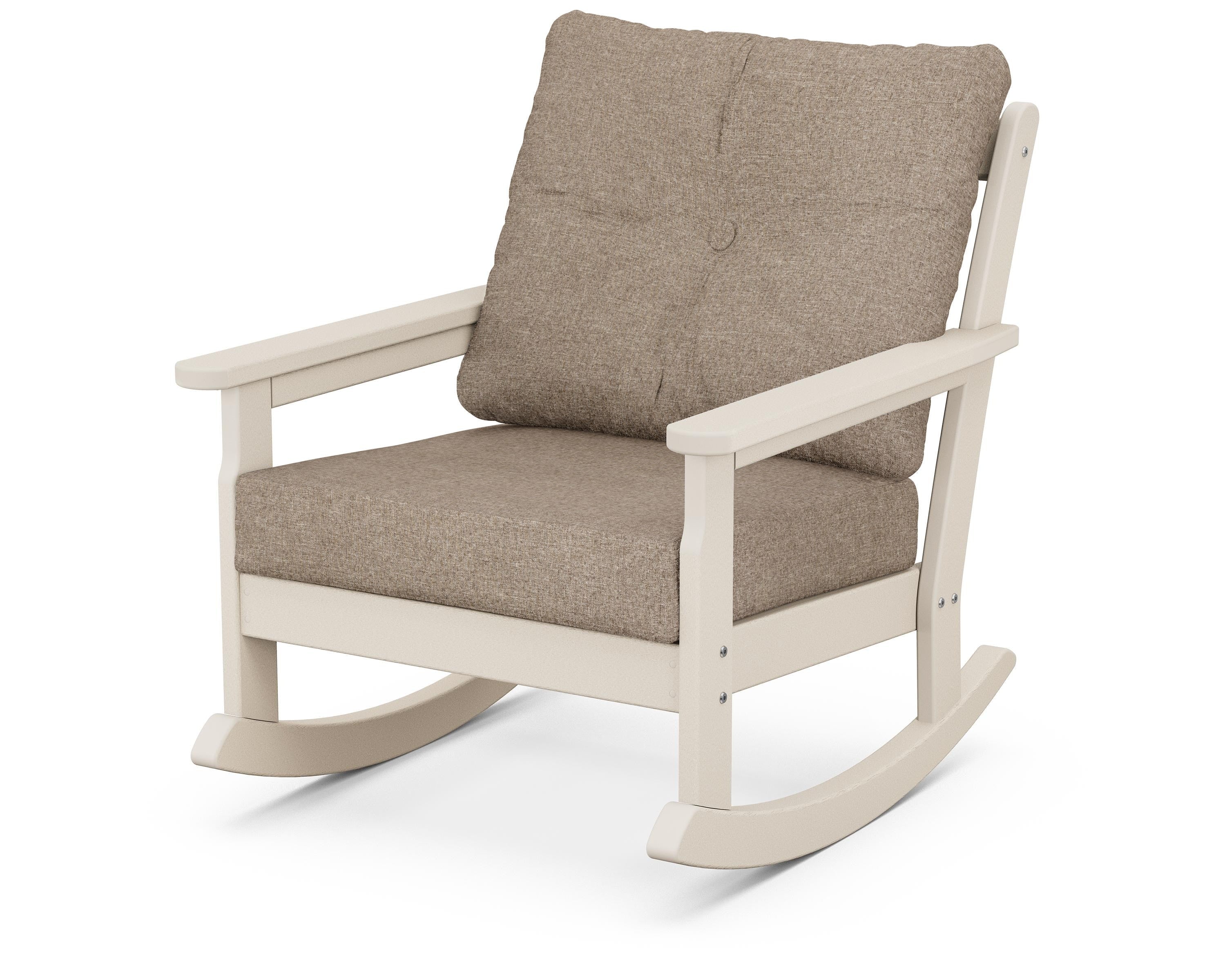POLYWOOD® Vineyard Deep Seating Rocking Chair in Sand / Spiced Burlap