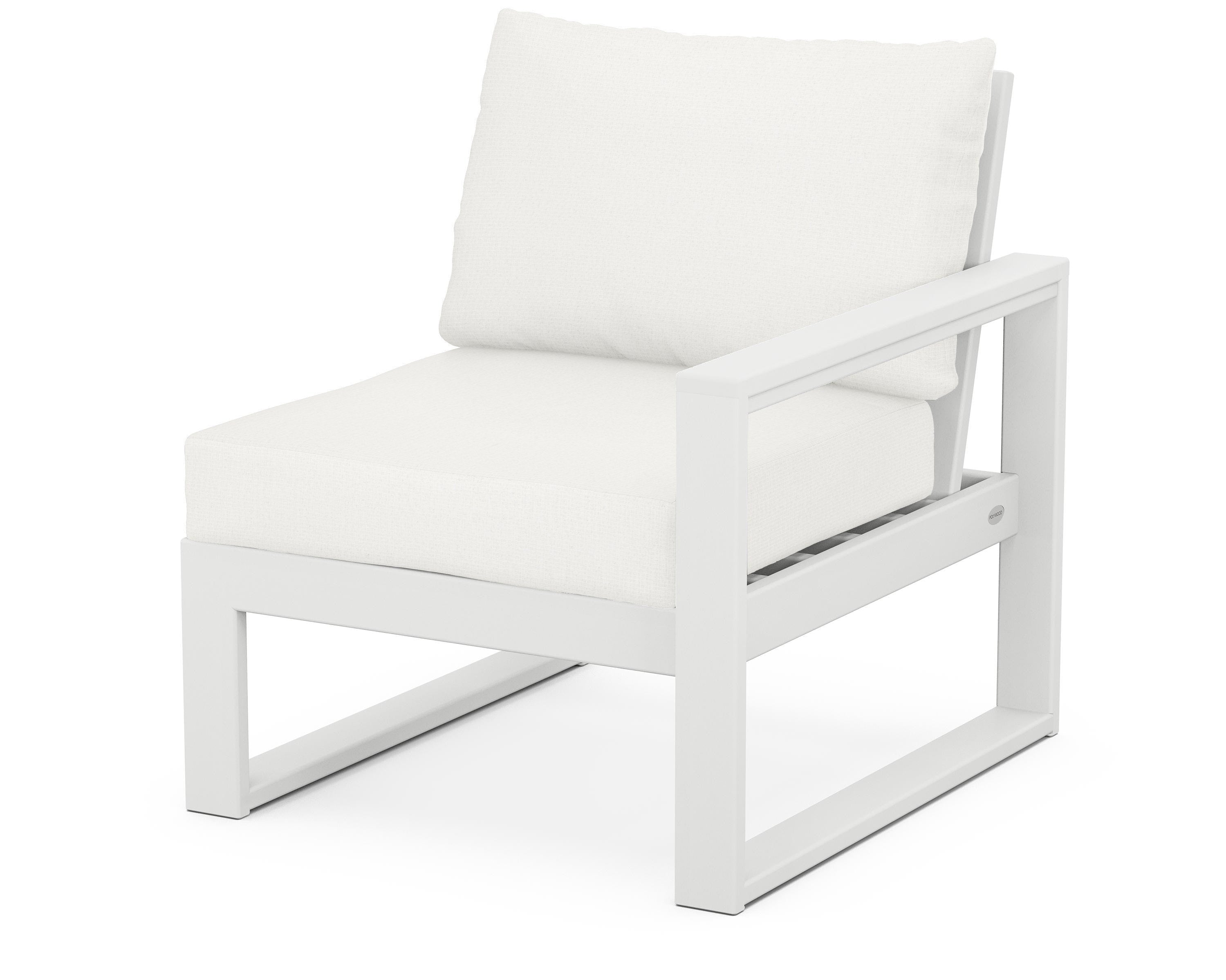 POLYWOOD® EDGE Modular Right Arm Chair in White / Natural Linen
