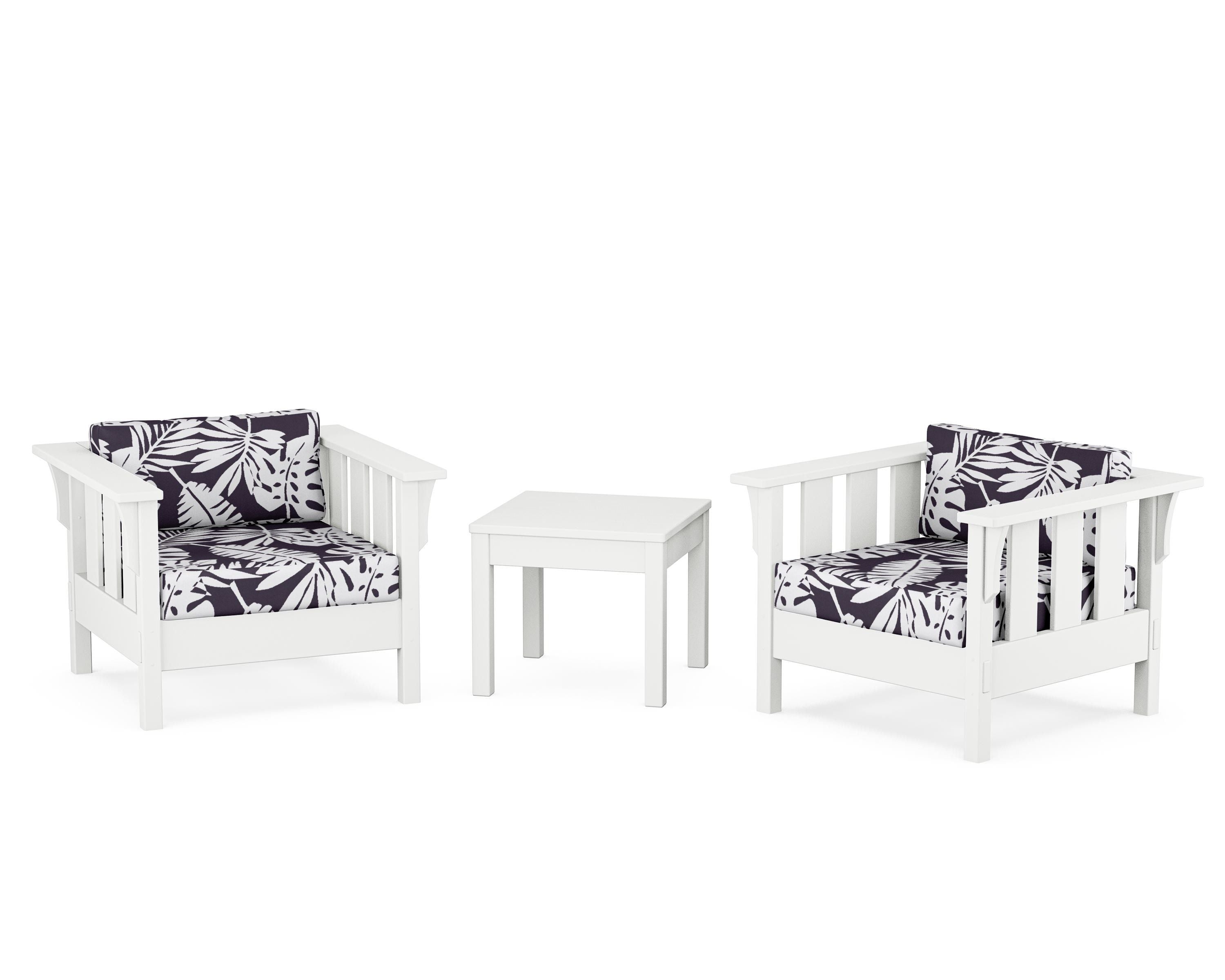 Martha Stewart by POLYWOOD® Acadia 3-Piece Deep Seating Set in White / Leaf Navy