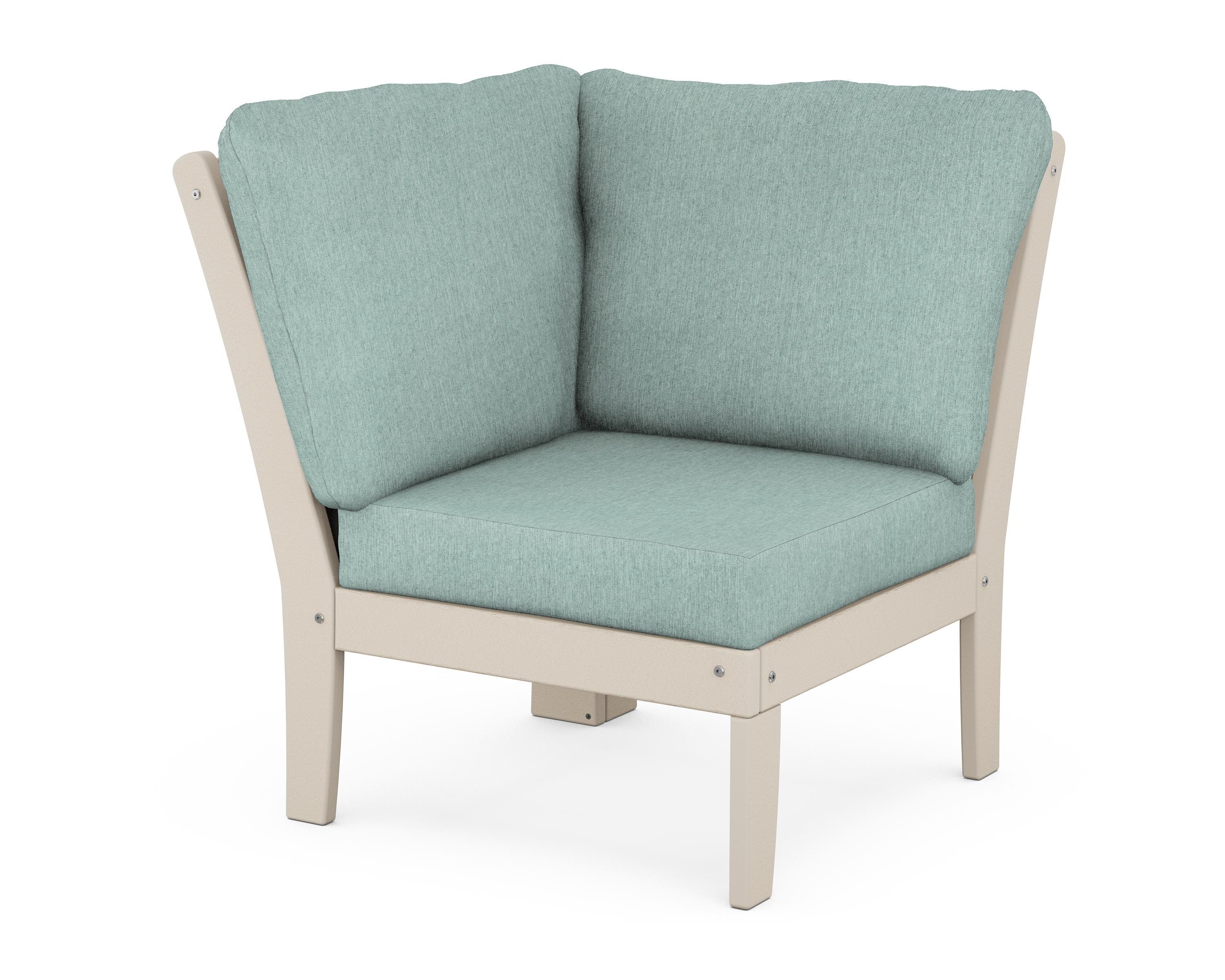 POLYWOOD® Braxton Modular Corner Chair in Sand / Glacier Spa