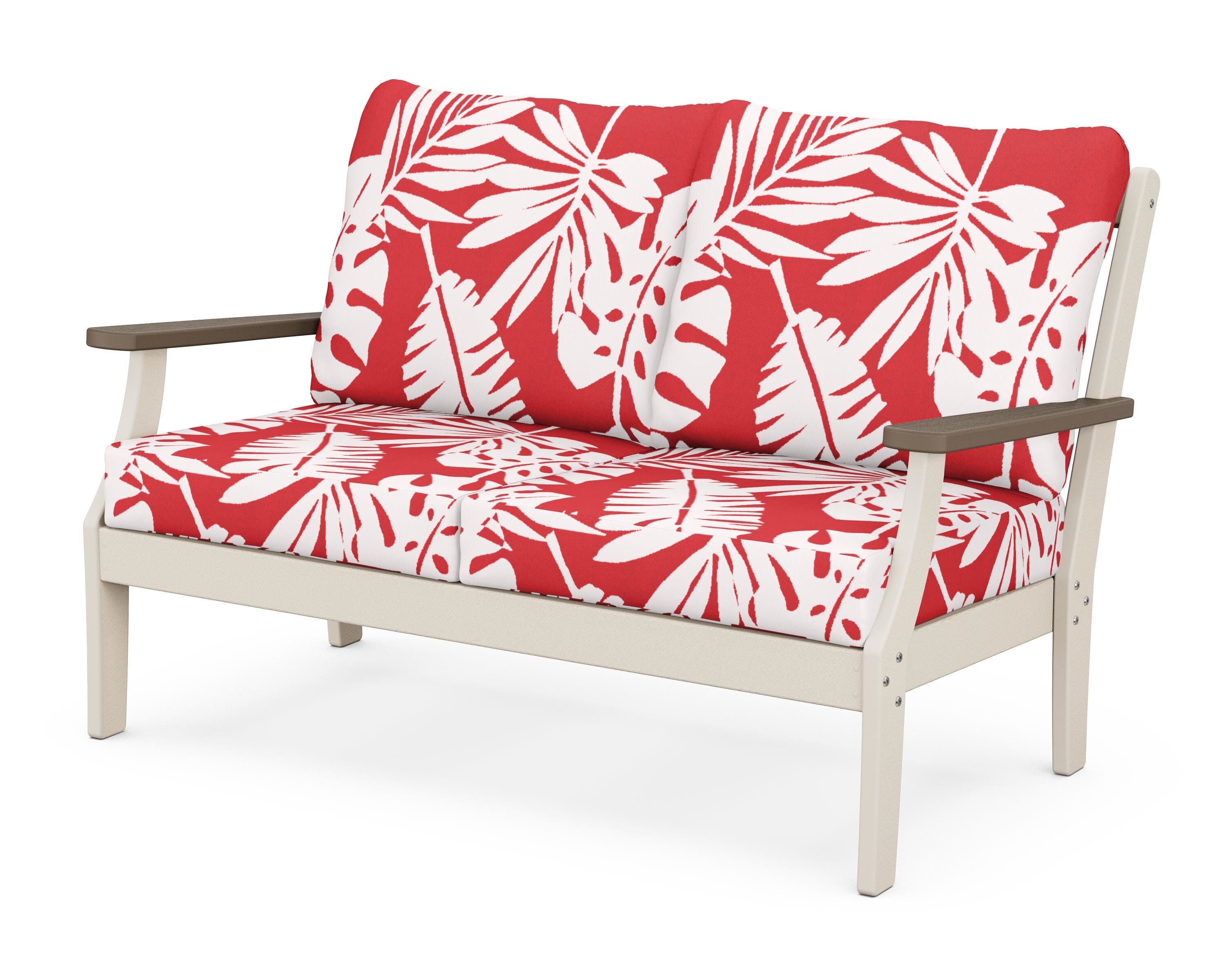 POLYWOOD® Braxton Deep Seating Loveseat in Sand / Kona / Leaf Crimson