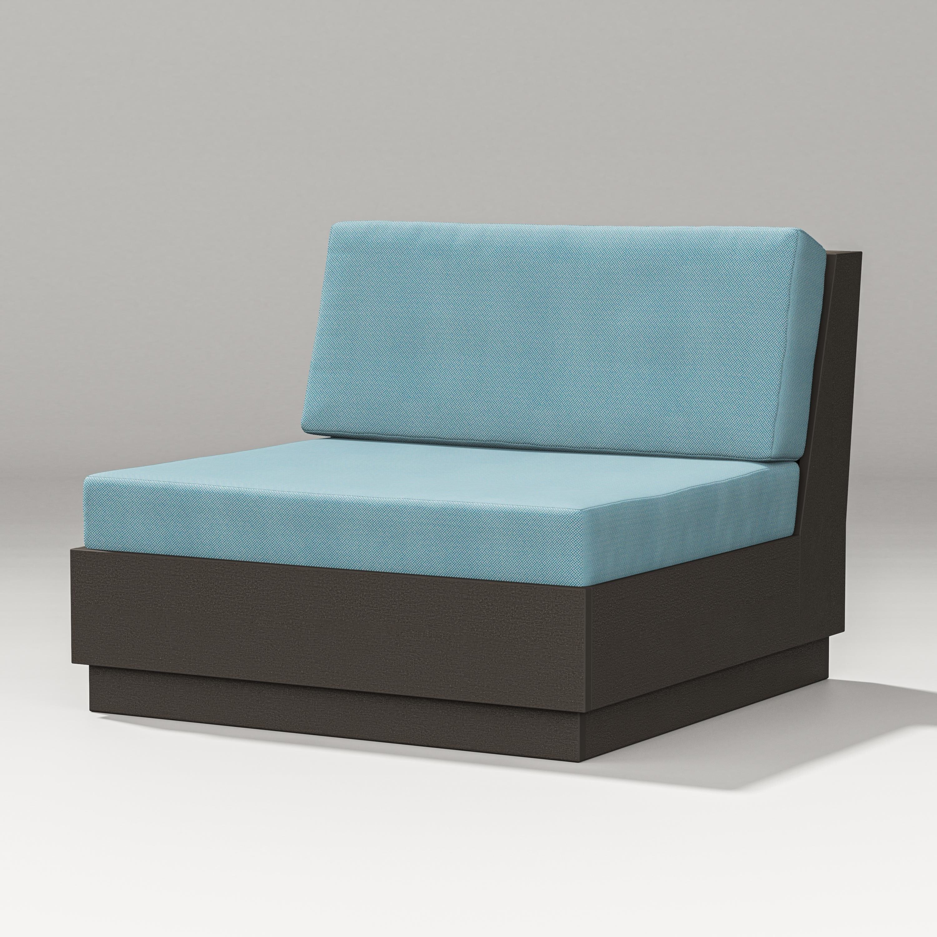 PW Designer Series Elevate Modular Armless Chair in Vintage Coffee / Lattice Sky Blue