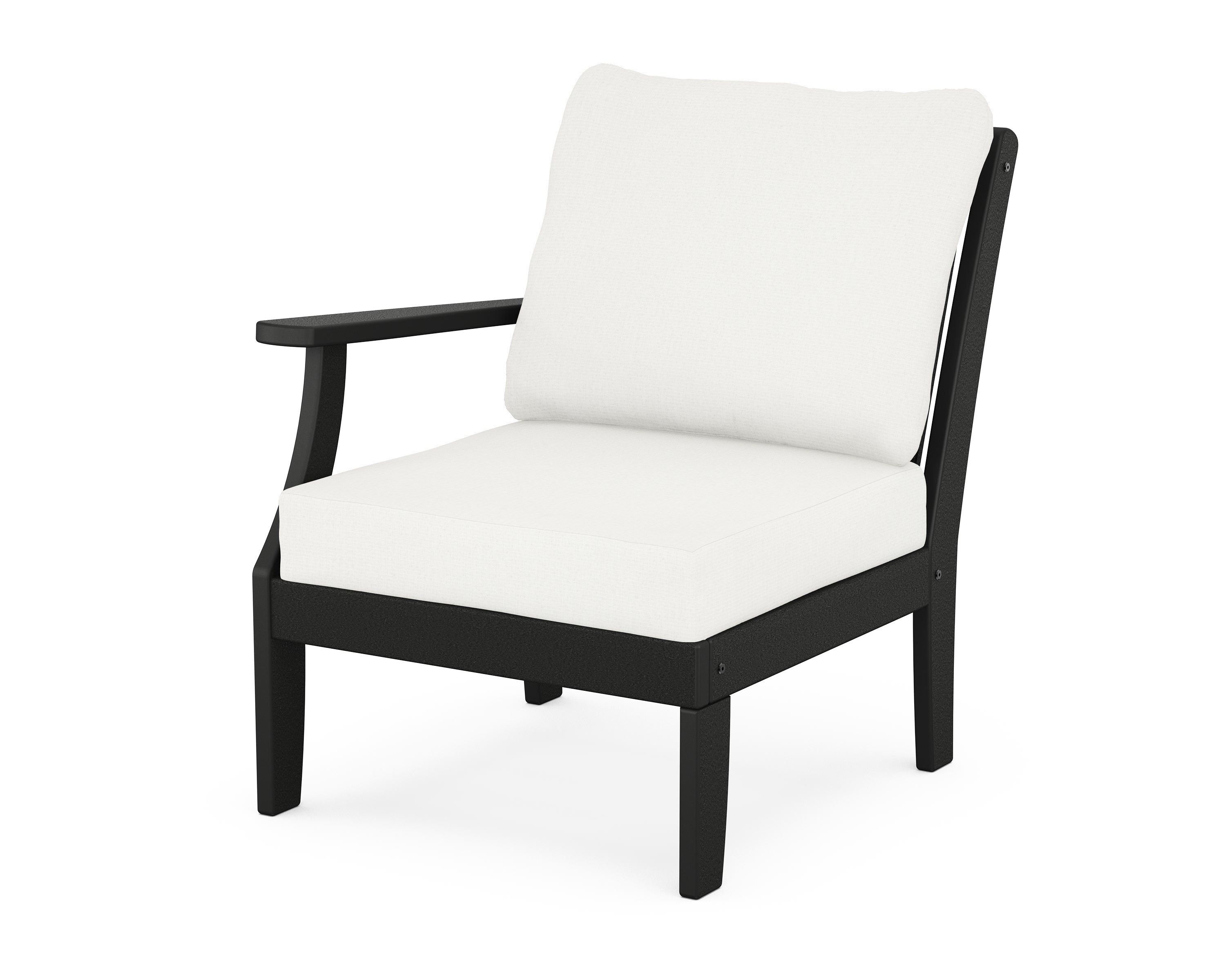 POLYWOOD® Braxton Modular Left Arm Chair in Black / Natural Linen