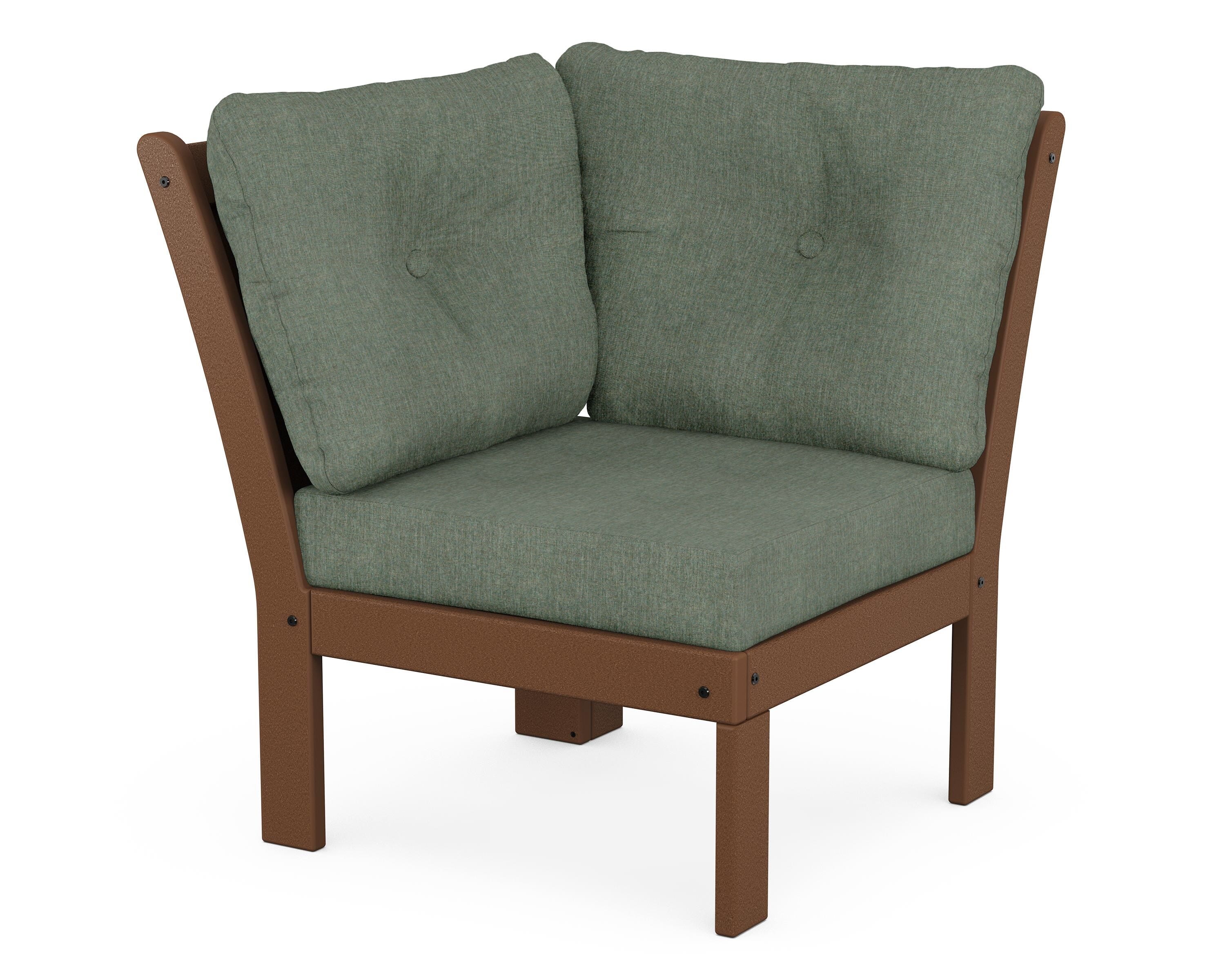 POLYWOOD® Vineyard Modular Corner Chair in Teak / Cast Sage