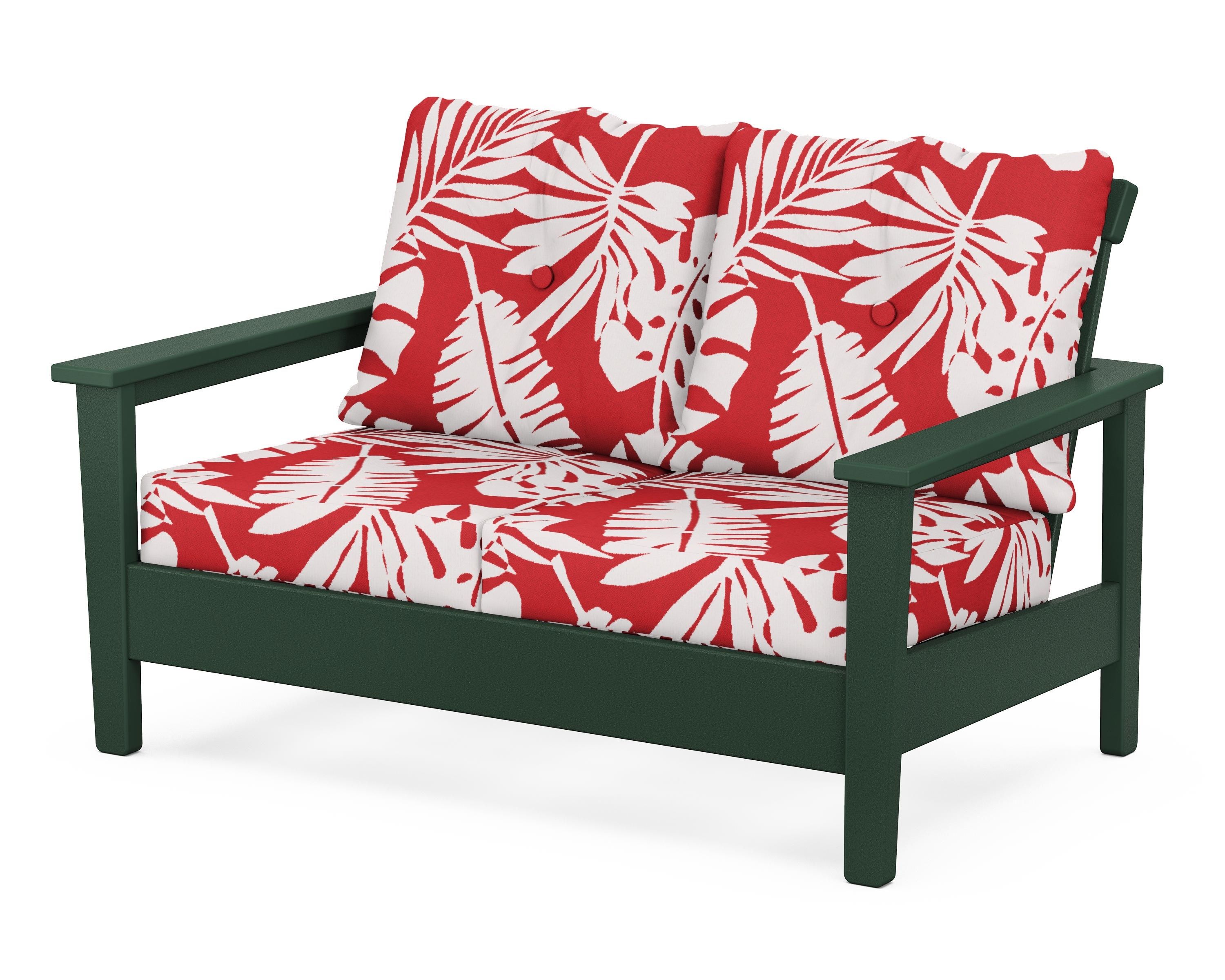 POLYWOOD® Prescott Deep Seating Loveseat in Green / Leaf Crimson