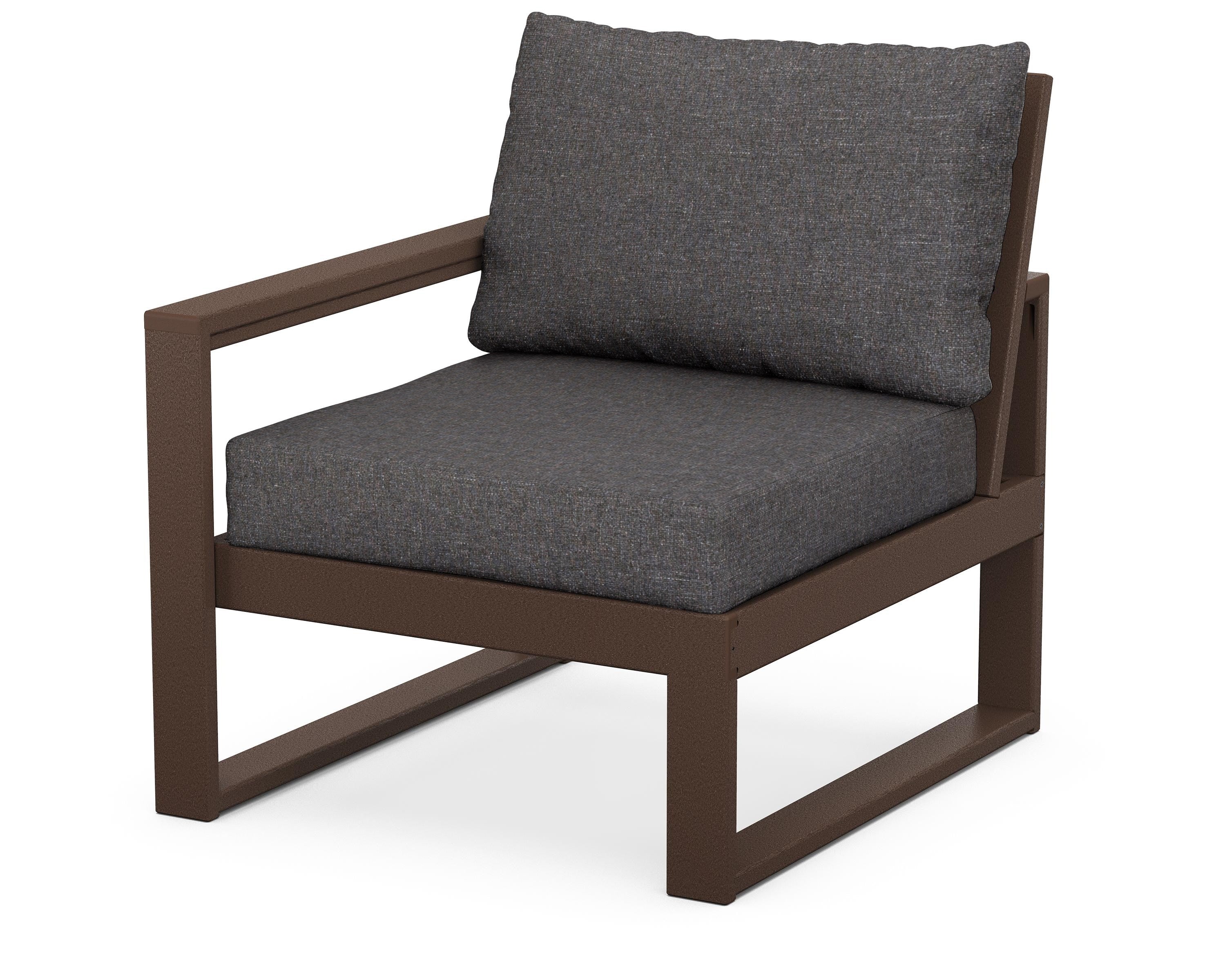 POLYWOOD® EDGE Modular Left Arm Chair in Mahogany / Ash Charcoal
