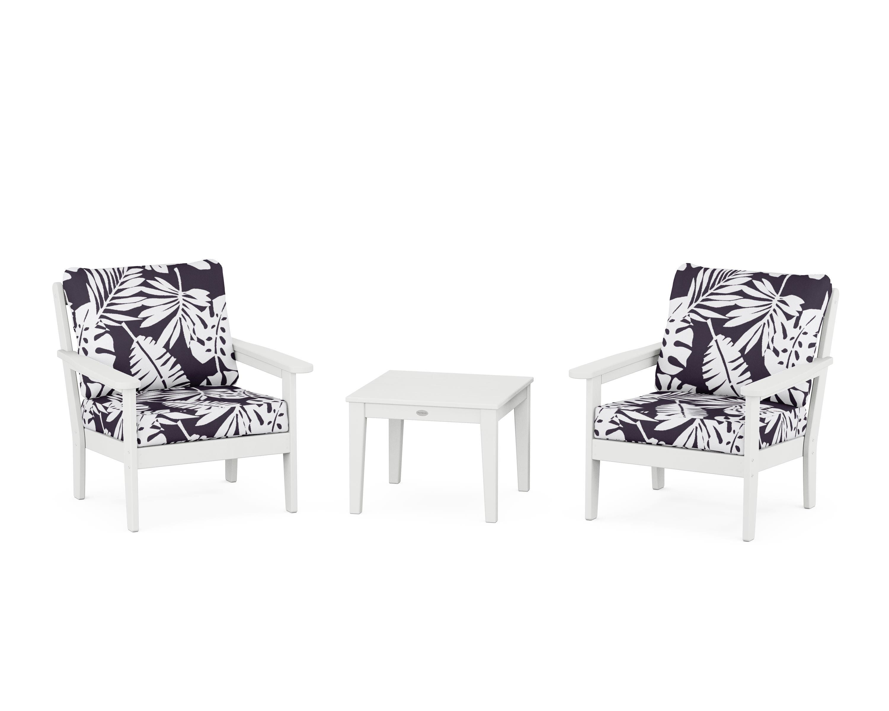 Country Living Cottage 3-Piece Deep Seating Set in White / Leaf Navy