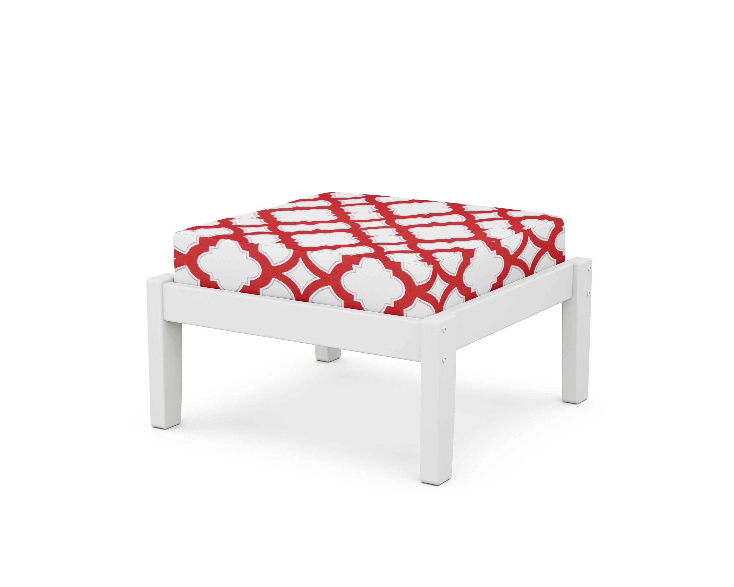 Unbranded Deep Seating Ottoman in White / Trellis Crimson