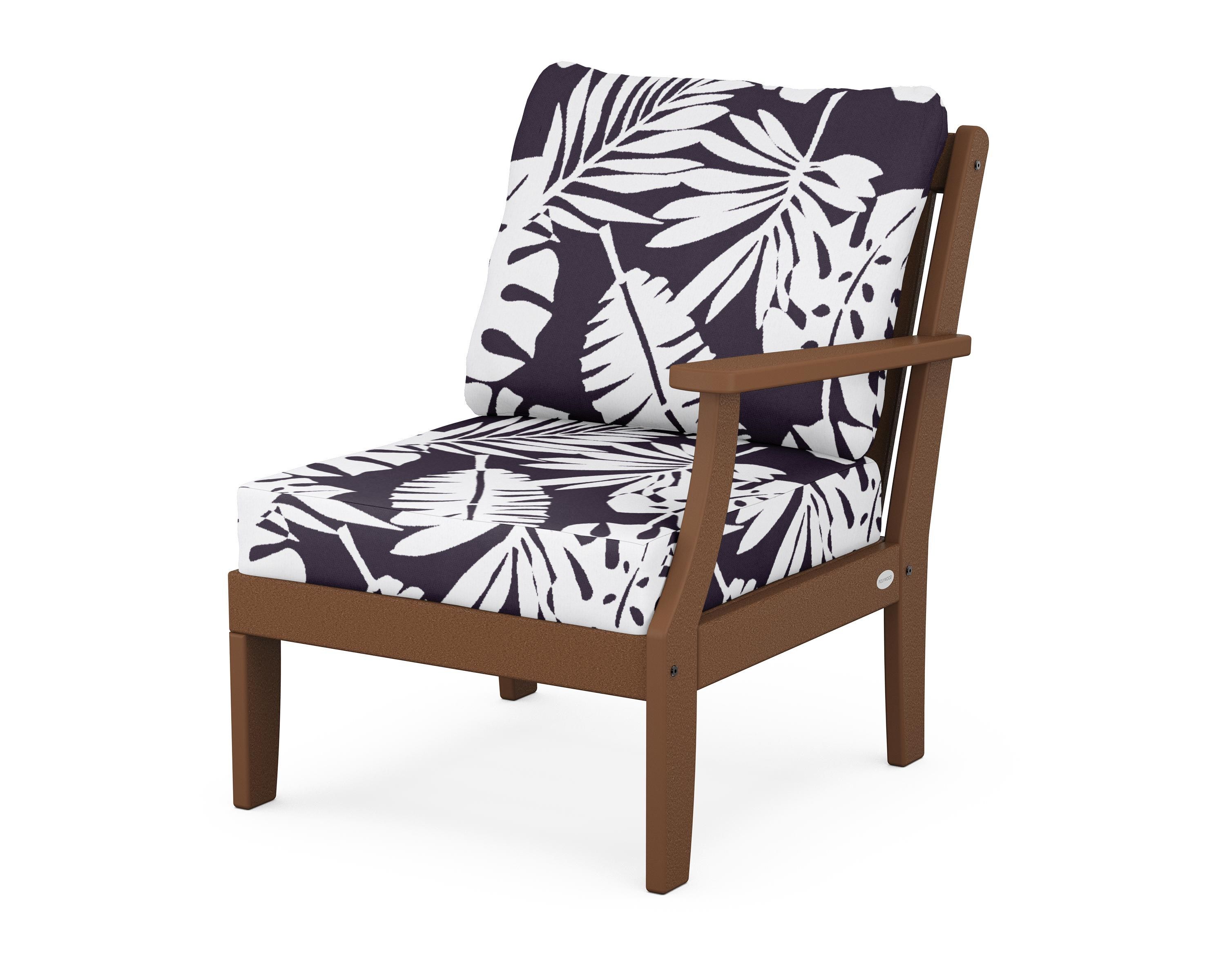 POLYWOOD® Braxton Modular Right Arm Chair in Teak / Leaf Navy
