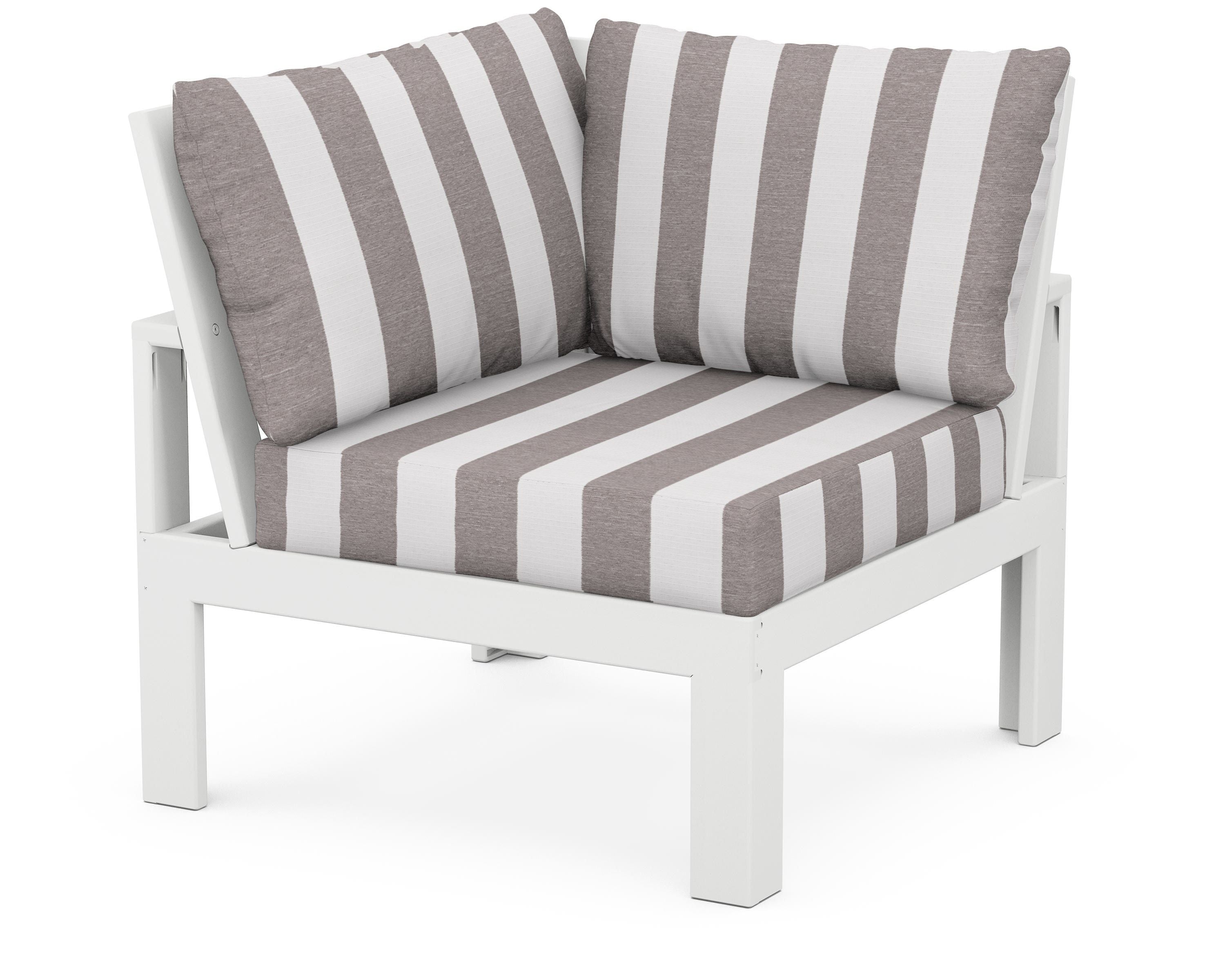 Unbranded Modular Corner Chair in White / Cabana Stripe Grey Mist