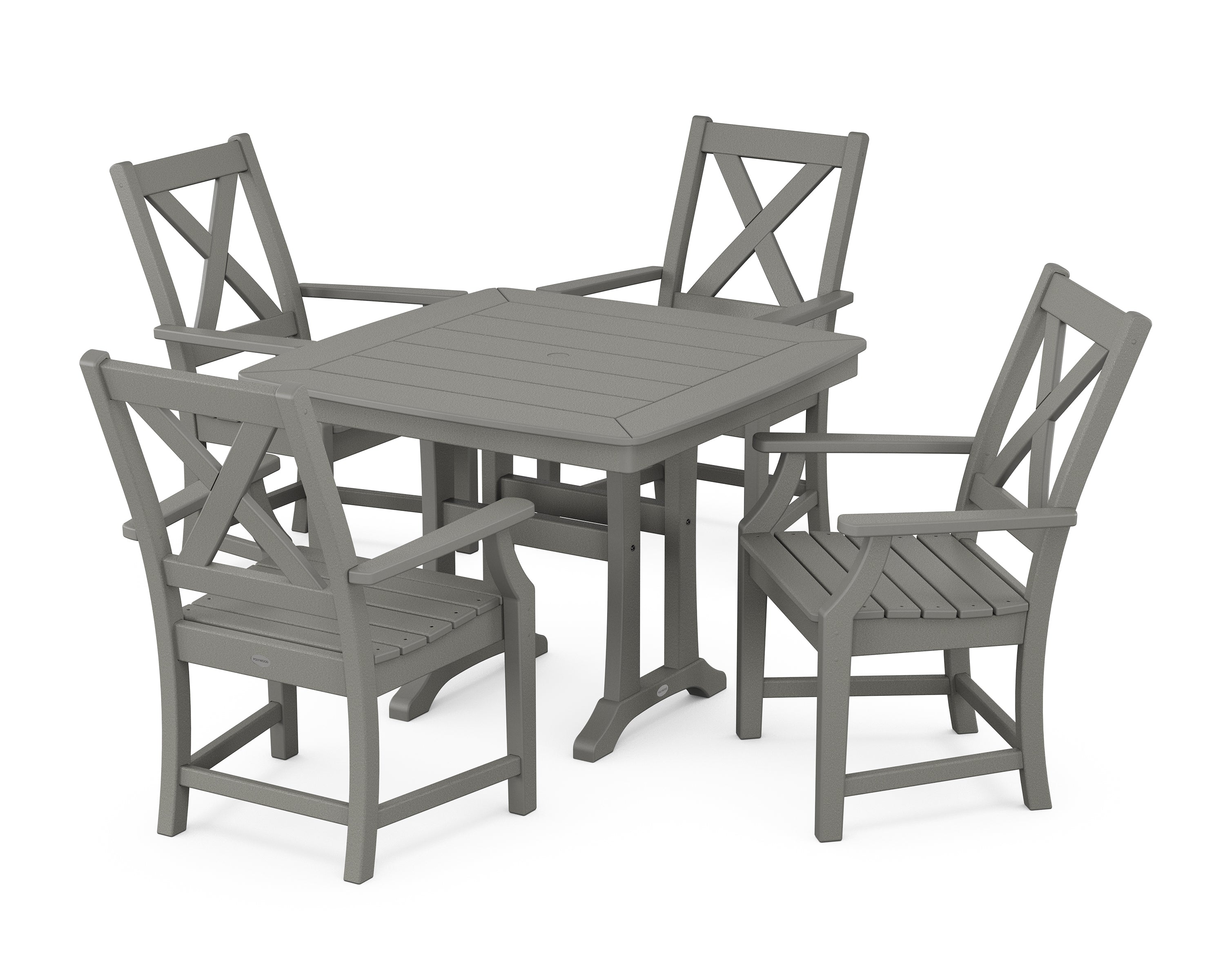 POLYWOOD® Braxton 5-Piece Dining Set with Trestle Legs in Slate Grey