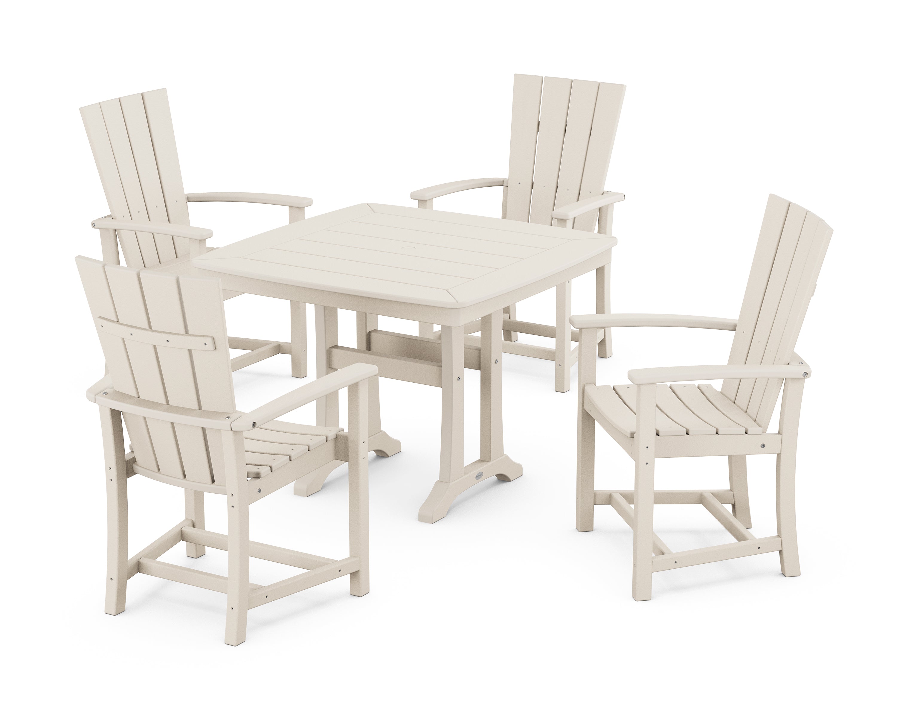 POLYWOOD® Quattro 5-Piece Dining Set with Trestle Legs in Sand