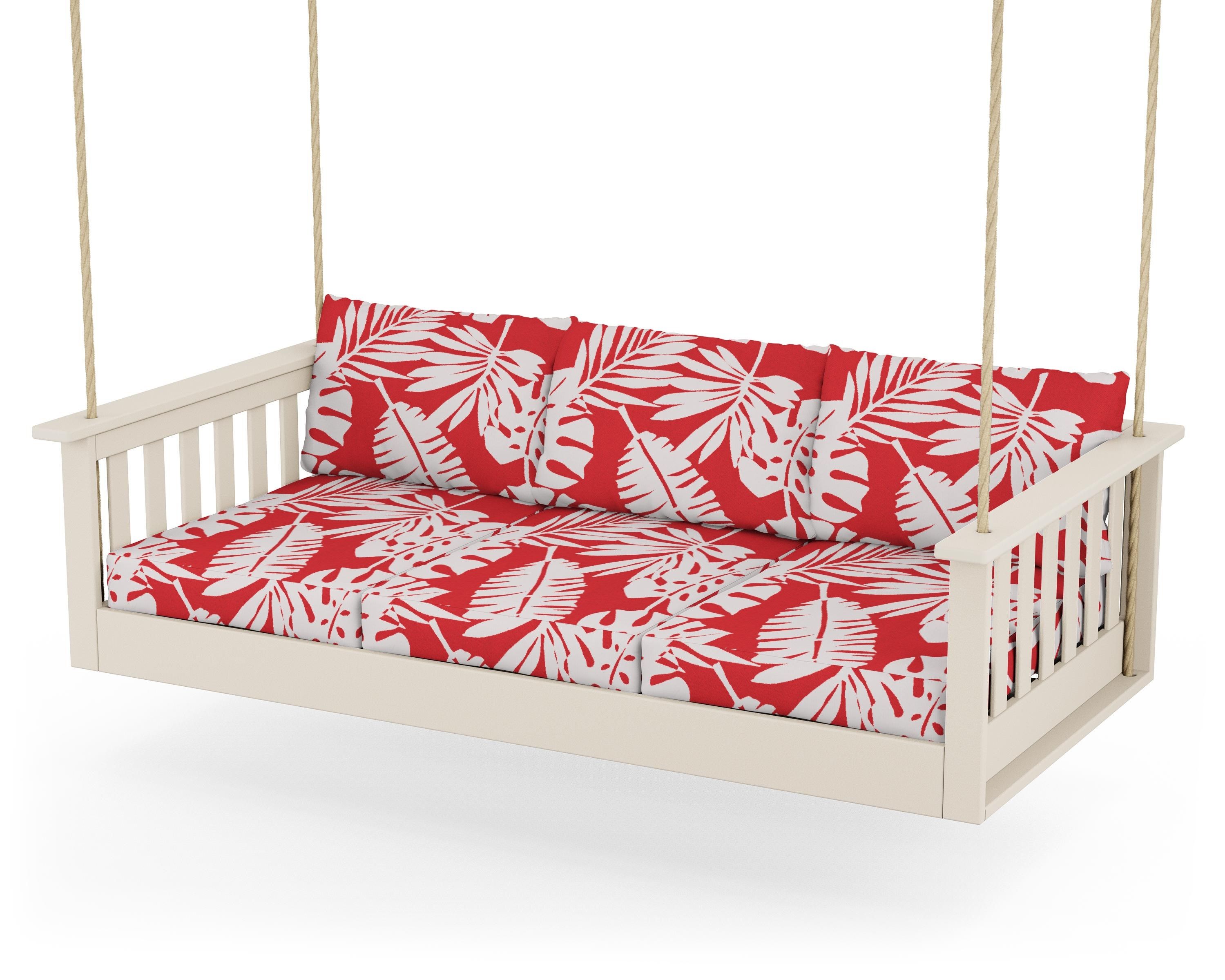 POLYWOOD® Vineyard Daybed Swing in Sand / Leaf Crimson