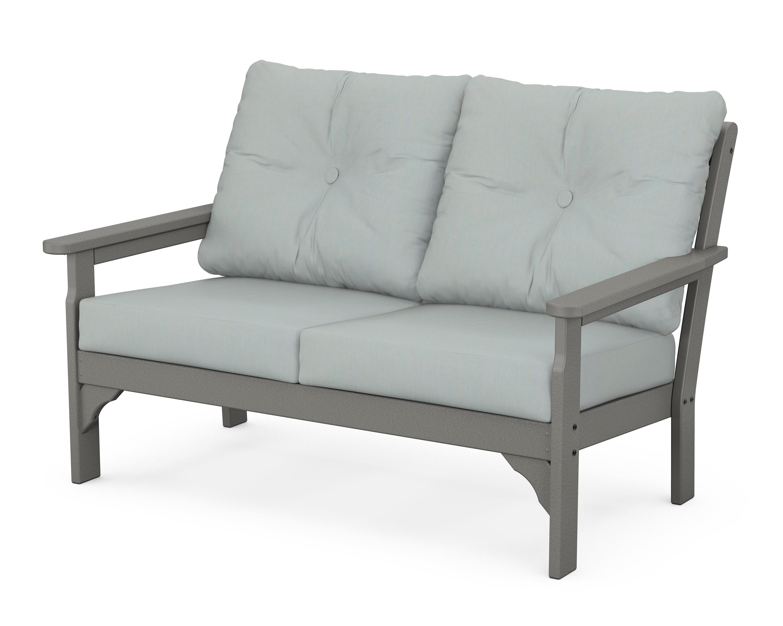 POLYWOOD® Vineyard Deep Seating Loveseat in Slate Grey / Spa