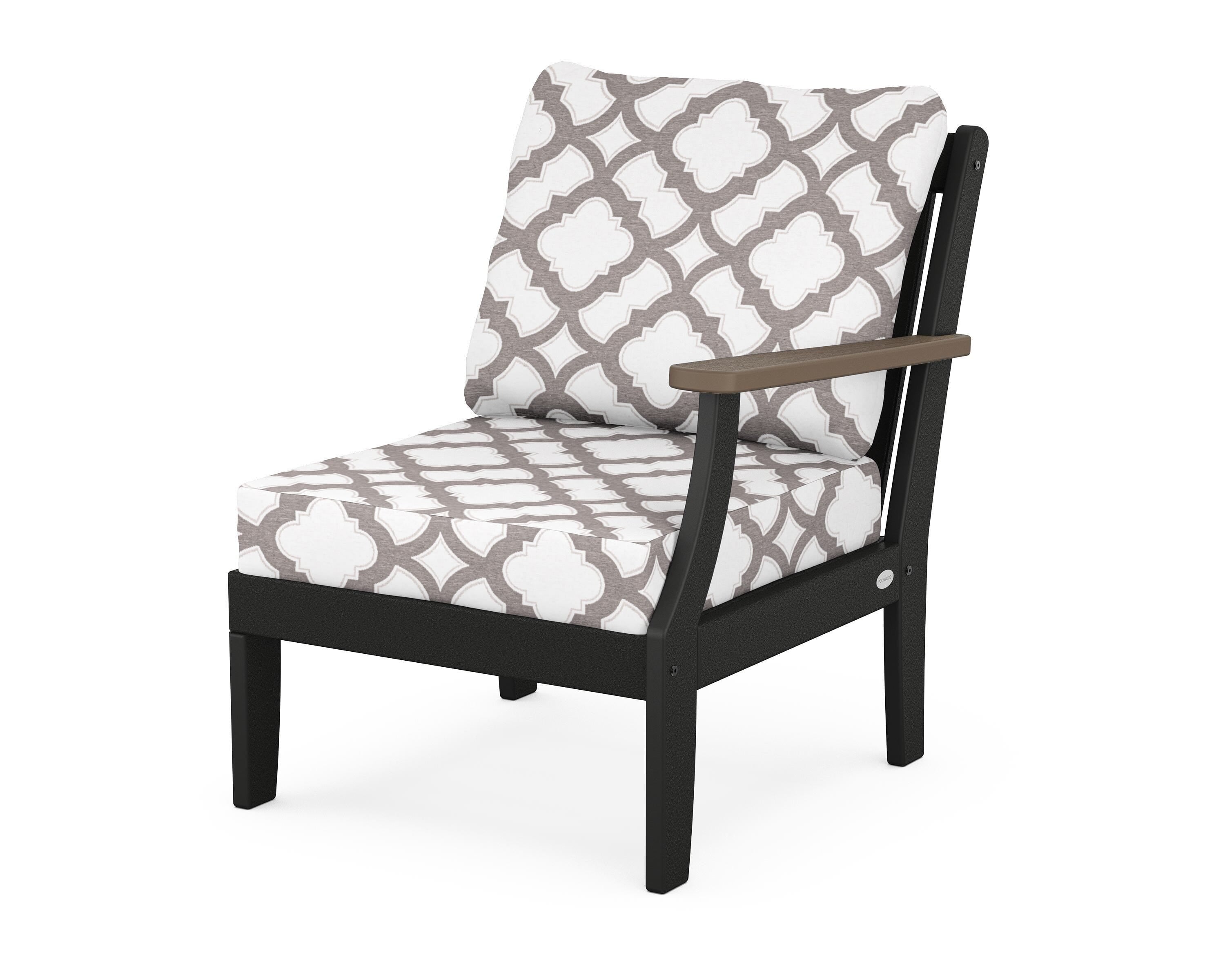 POLYWOOD® Braxton Modular Right Arm Chair in Black / Kona / Trellis Grey Mist