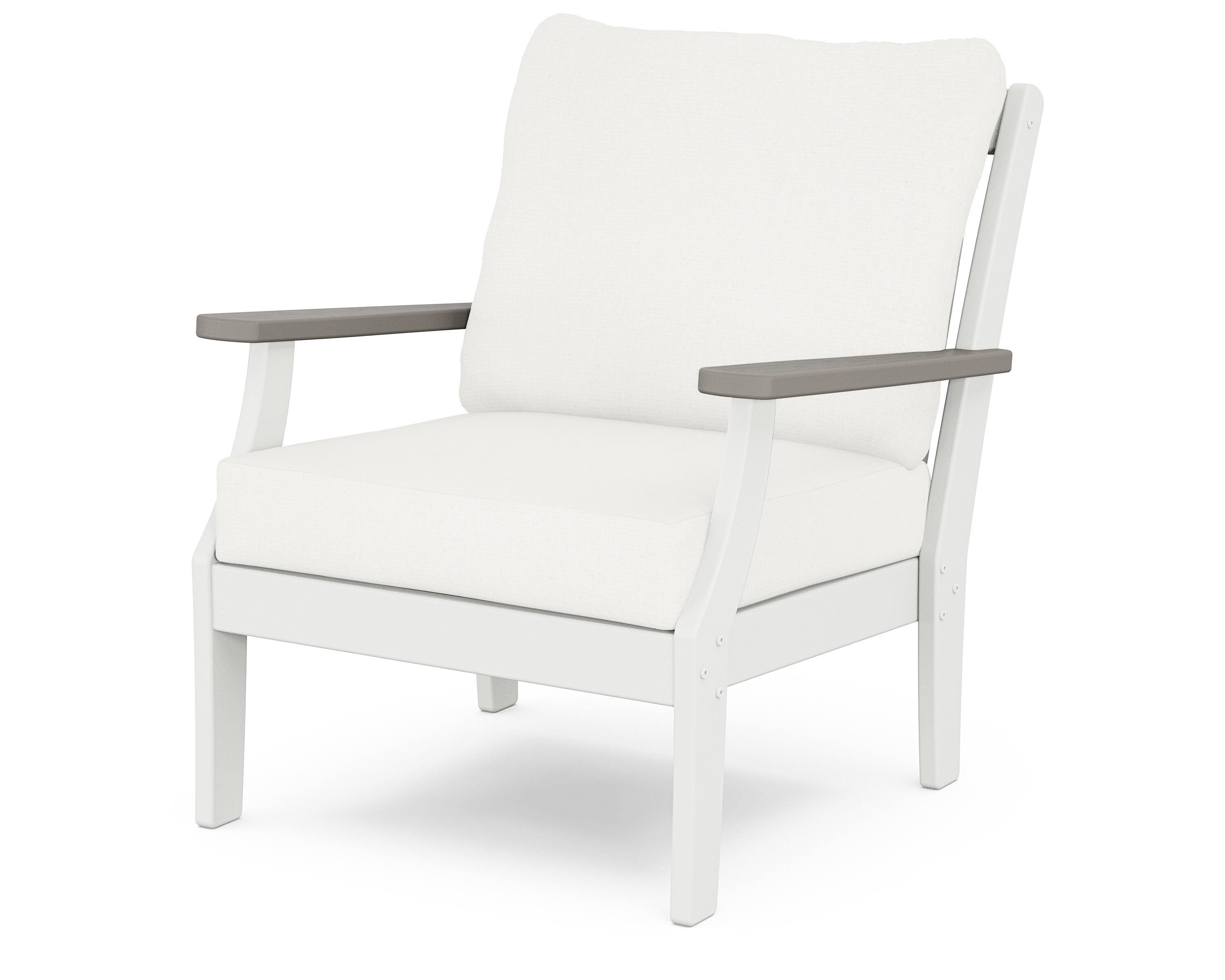 POLYWOOD® Braxton Deep Seating Chair in White / Driftwood / Natural Linen