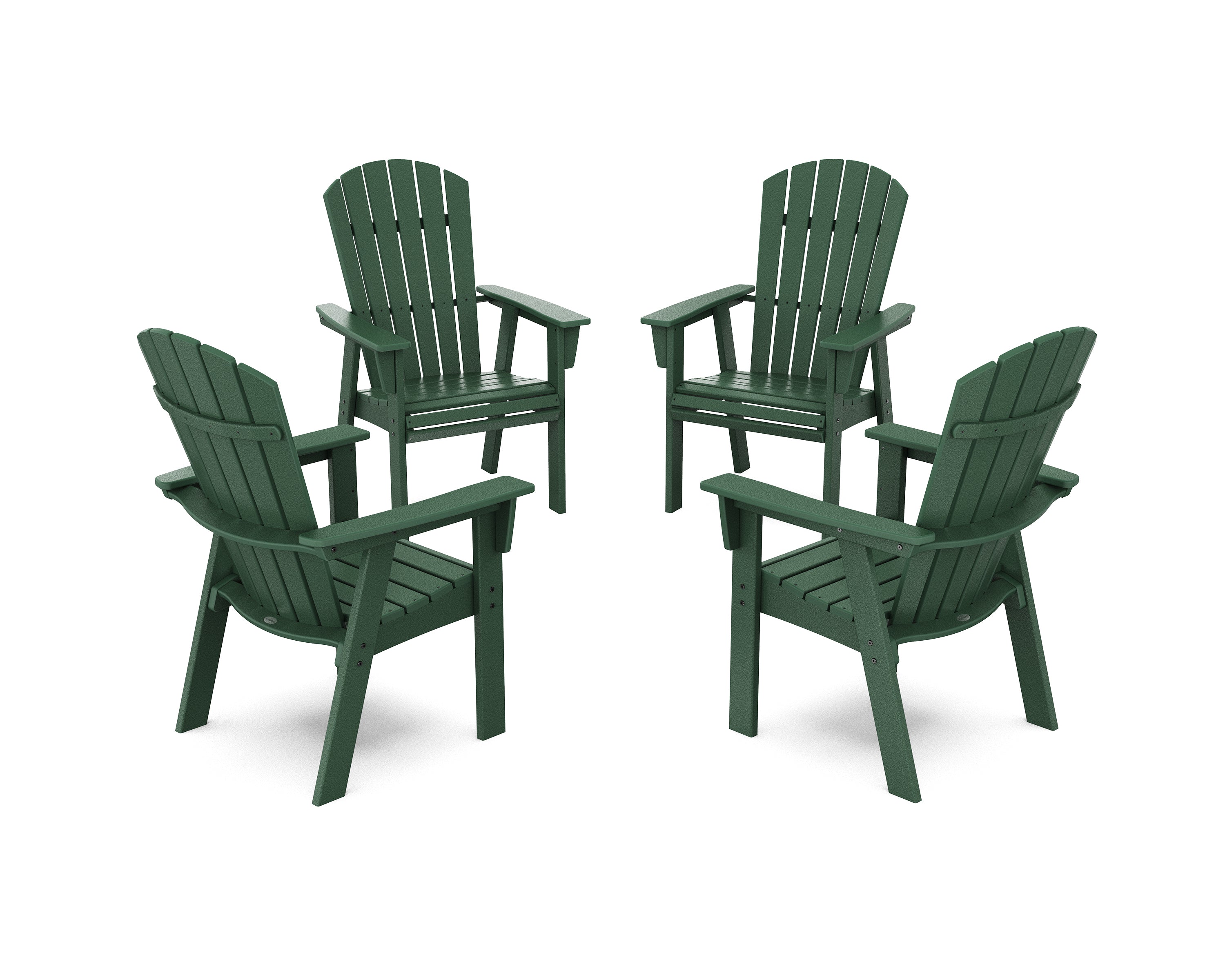 POLYWOOD® Nautical 4-Piece Curveback Upright Adirondack Conversation Set in Green