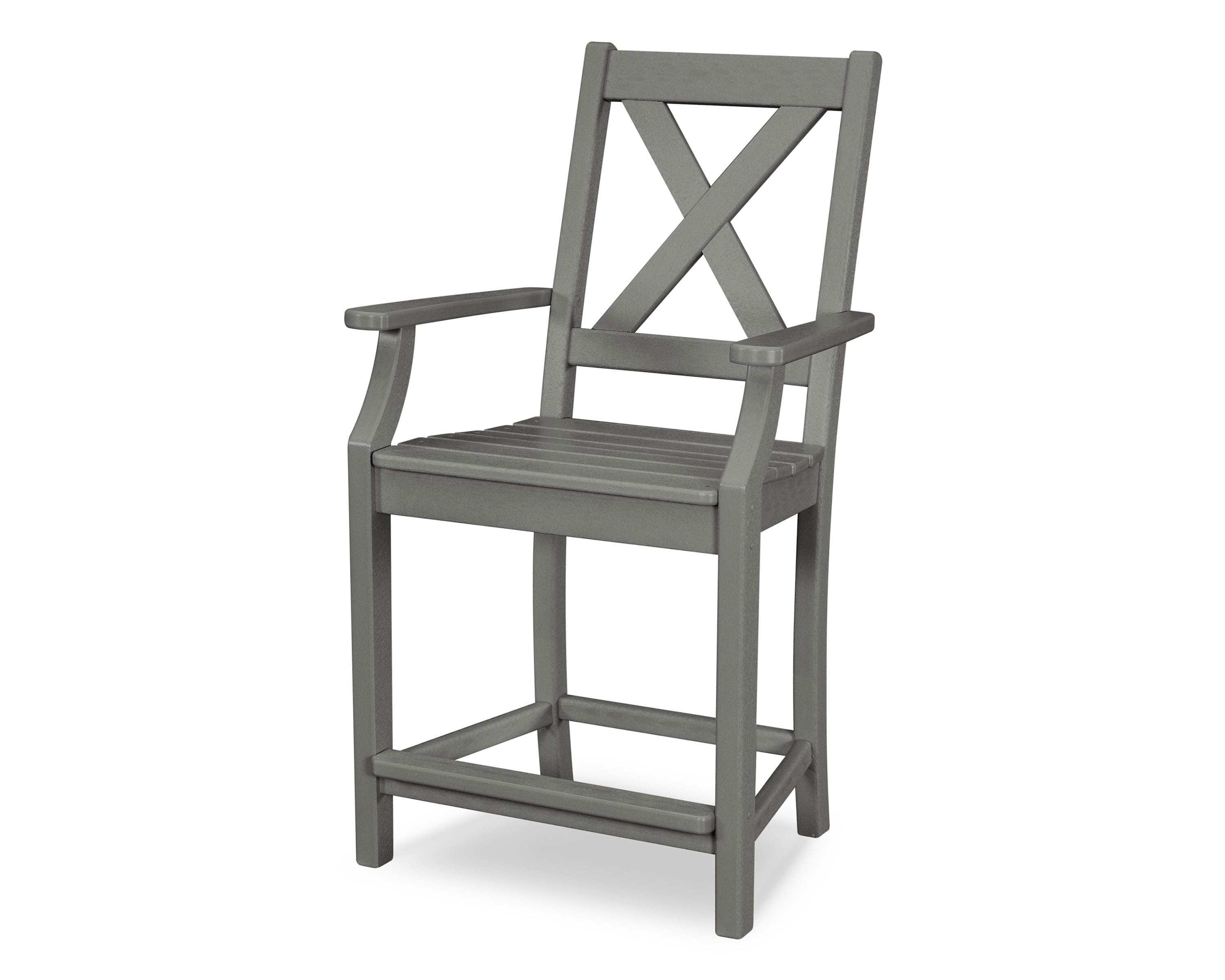 POLYWOOD® Braxton Counter Arm Chair in Slate Grey