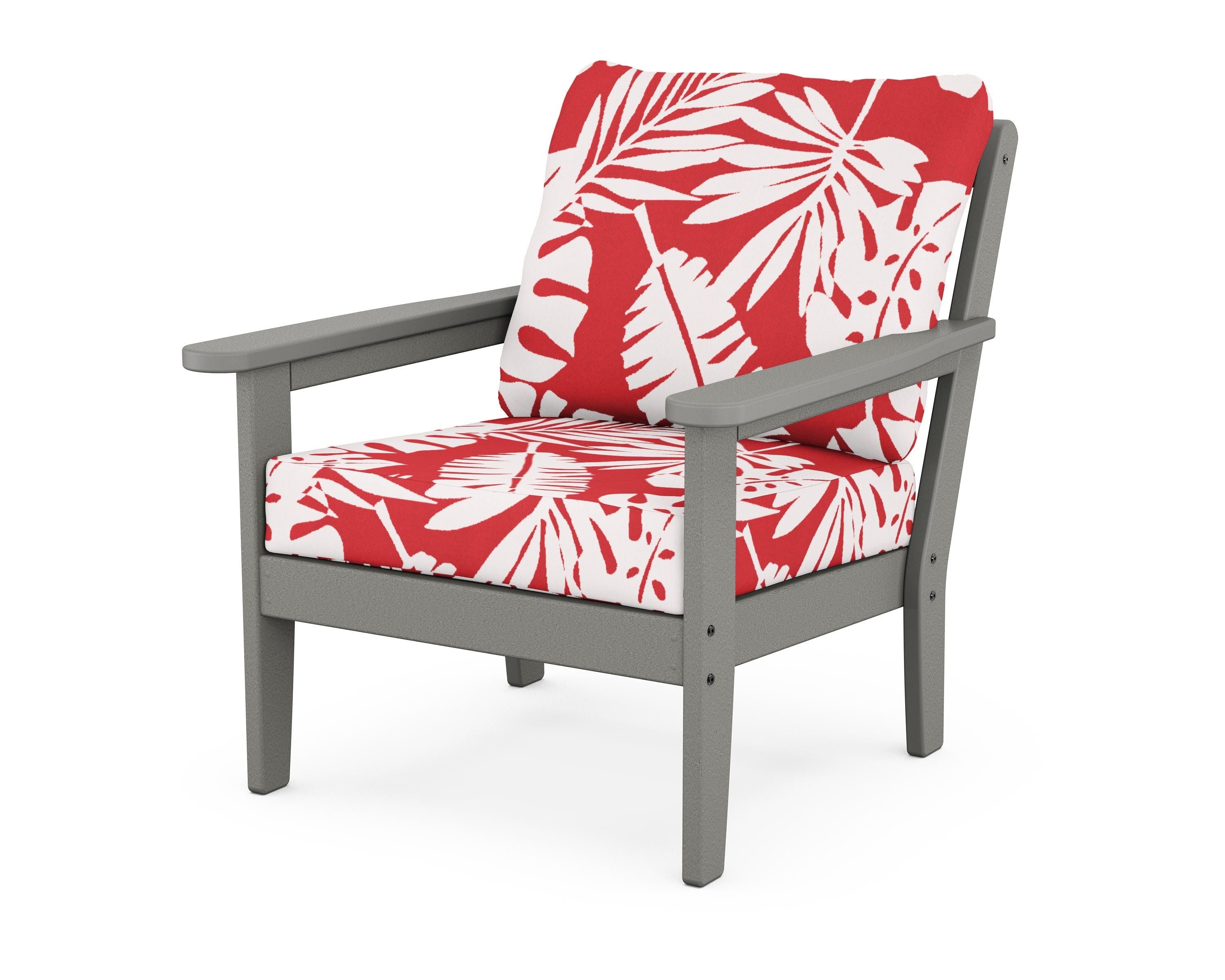 Country Living Cottage Deep Seating Chair in Slate Grey / Leaf Crimson