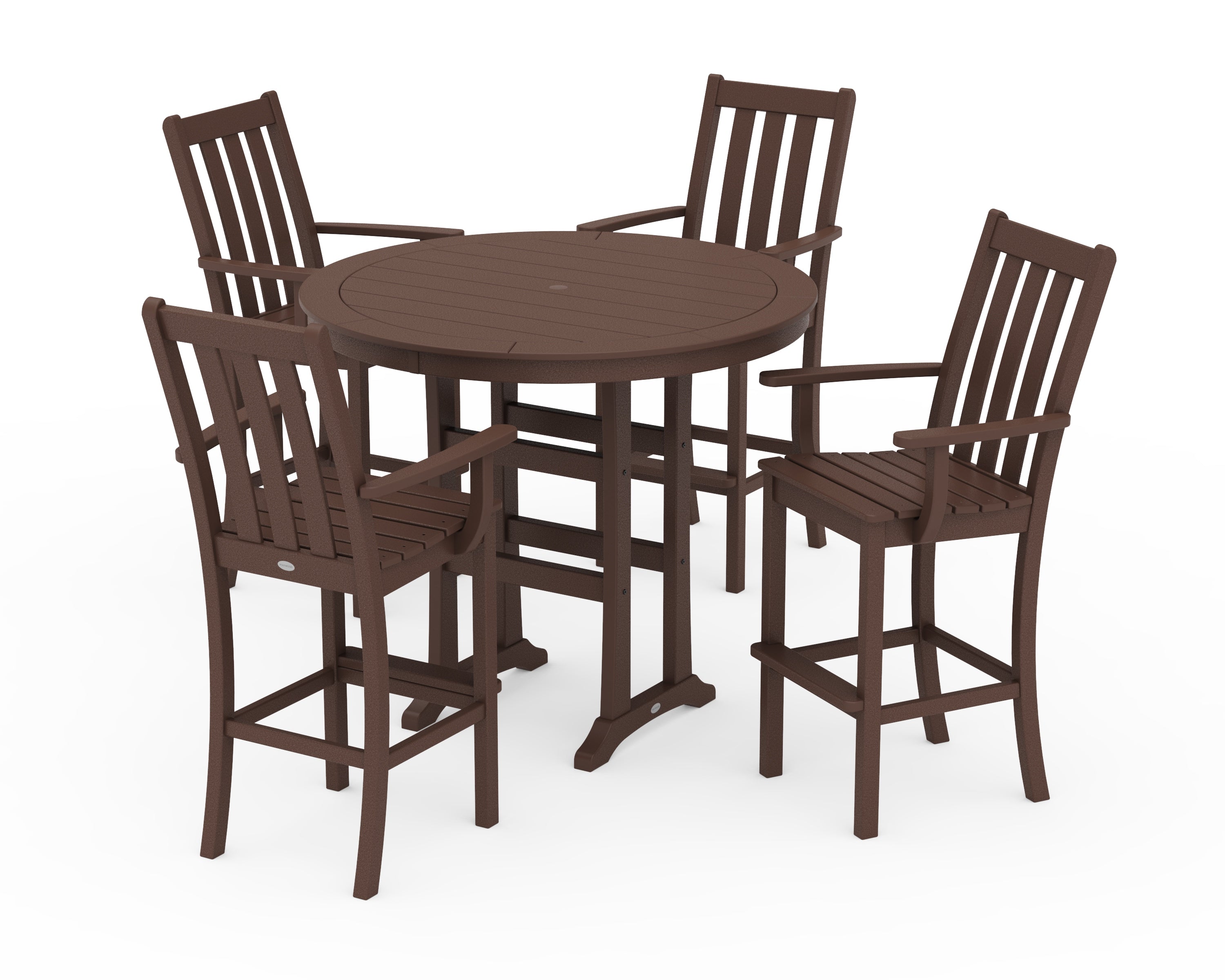 POLYWOOD® Vineyard 5-Piece Round Bar Set in Mahogany