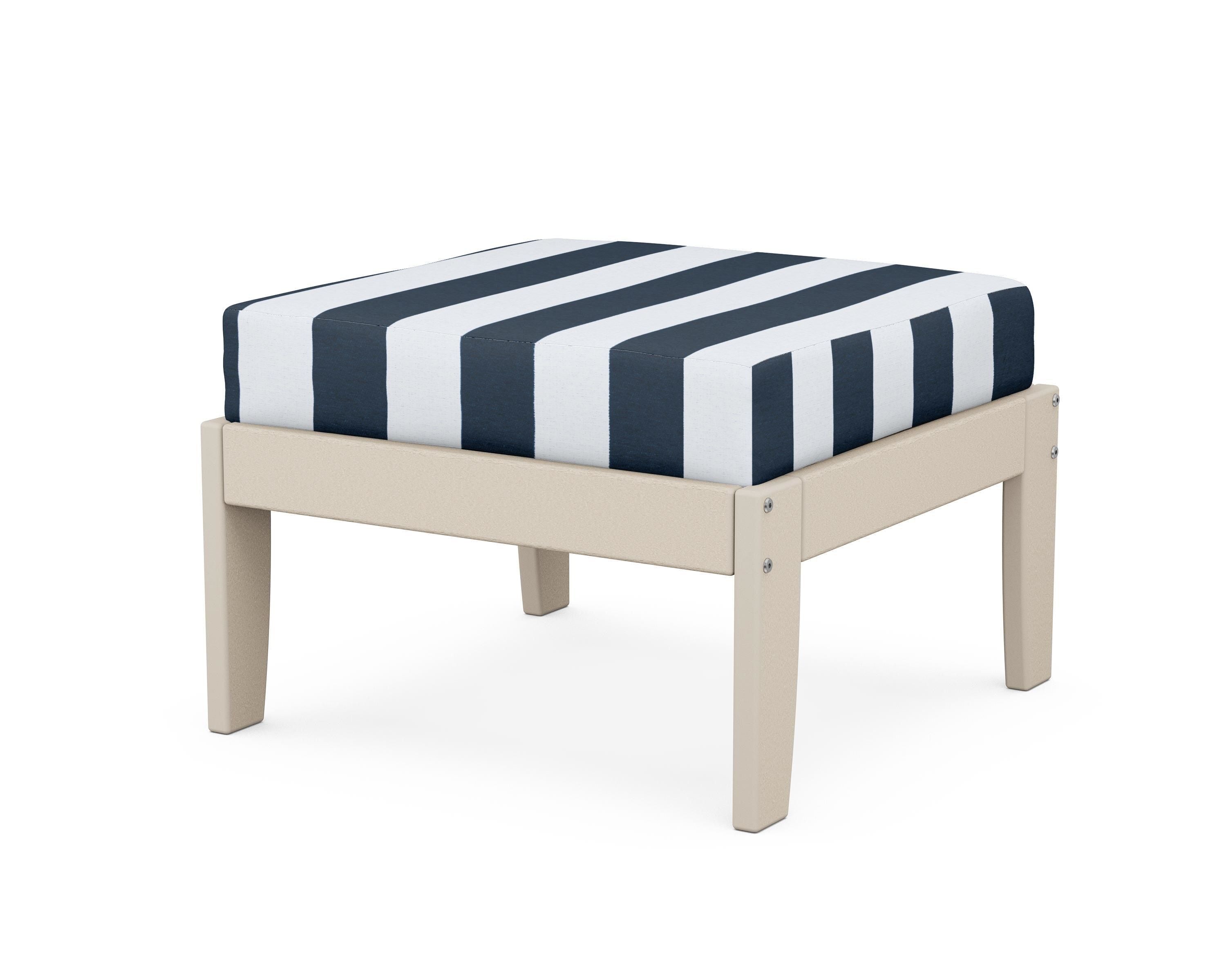 Unbranded Modular Ottoman - Classic in Sand / Cabana Stripe Marine Indigo